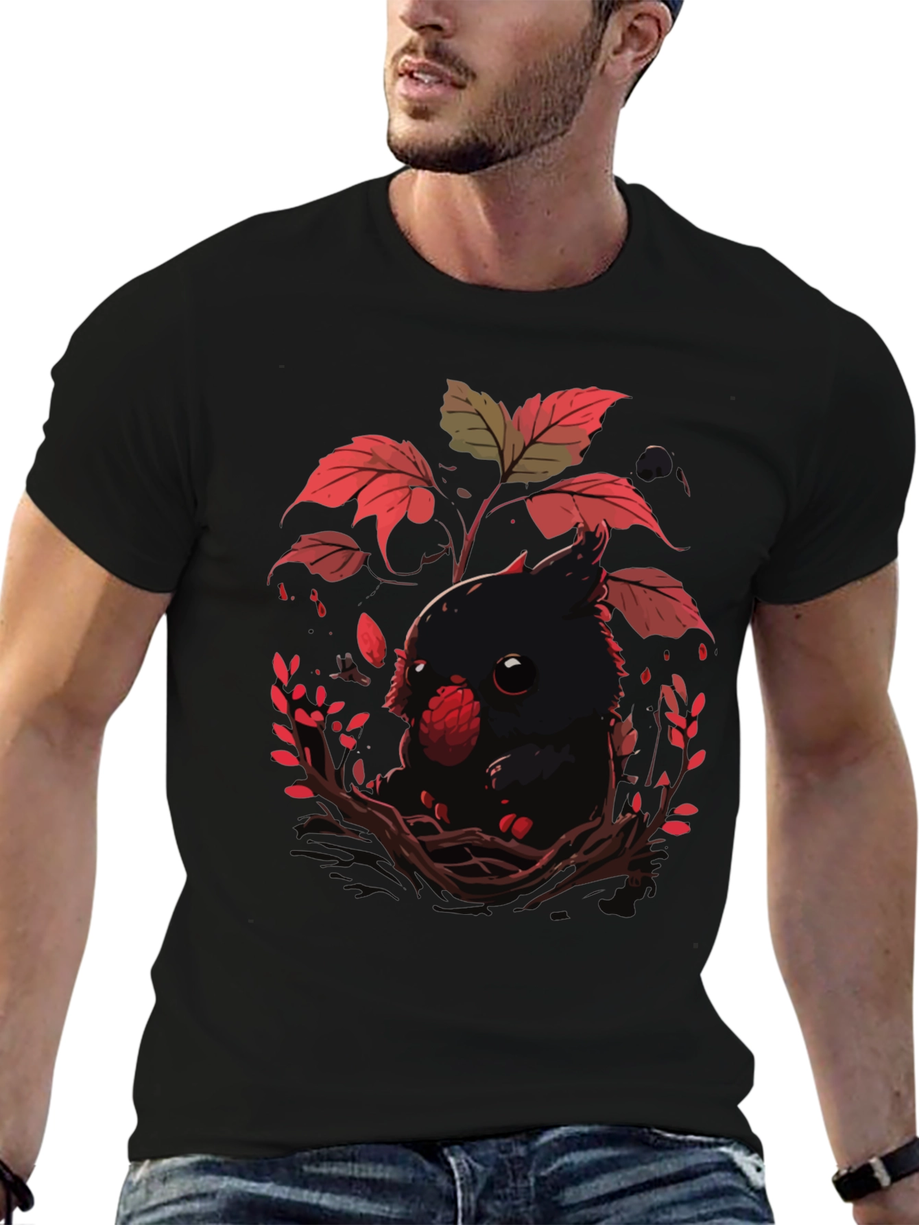 Black Cute Raven T-Shirt - Dark Academia Style view 6