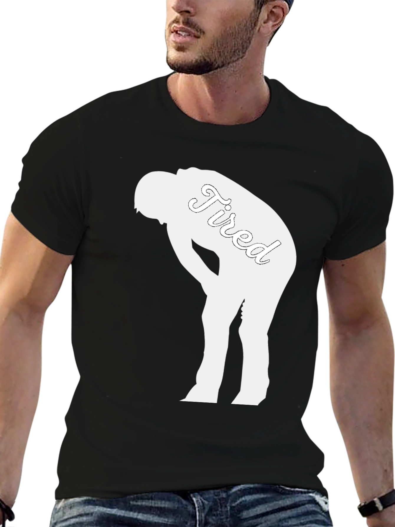 Black Tired Graphic Tee - Black Crew Neck T-Shirt view 6