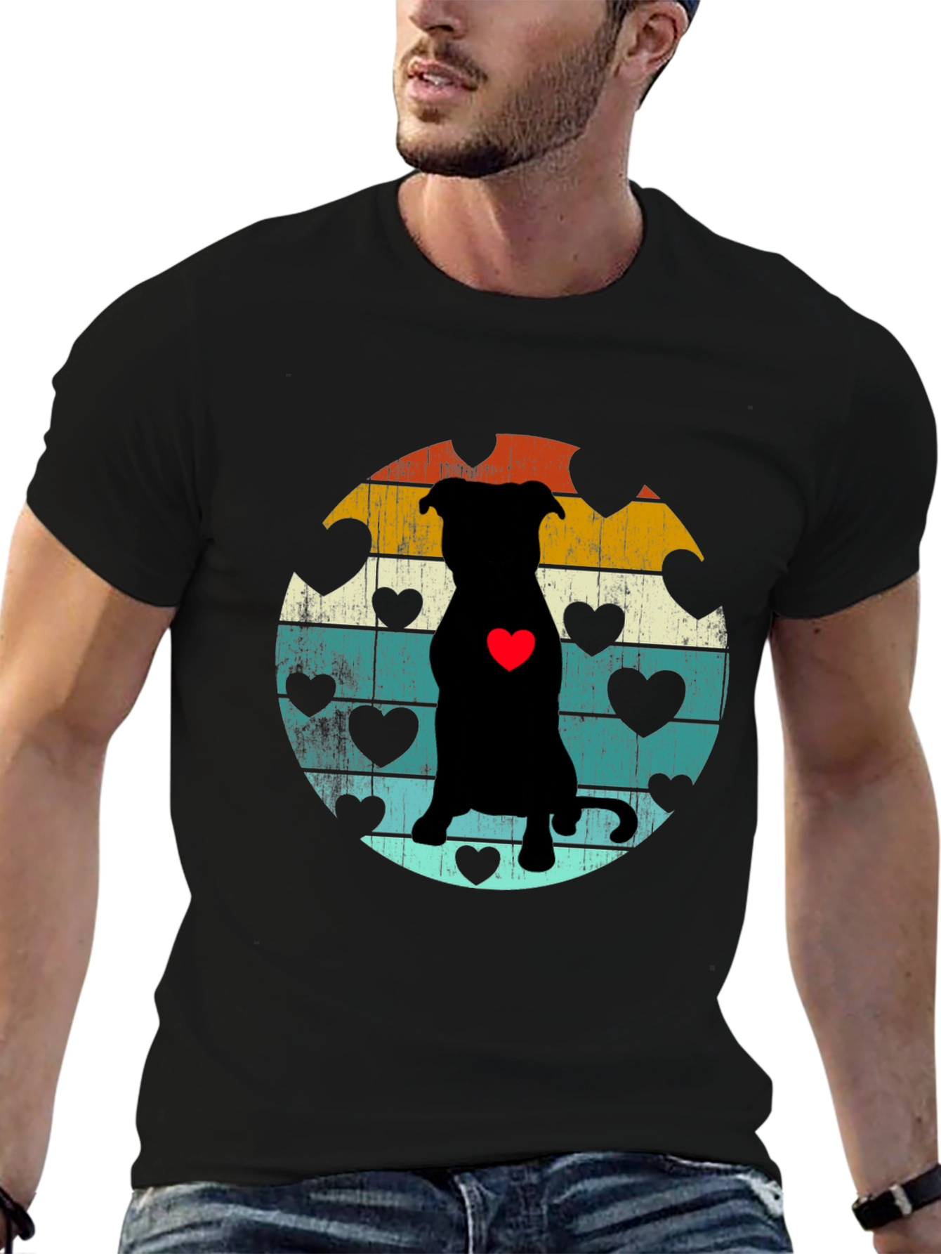 Black Retro Dog Lover T-Shirt view 6