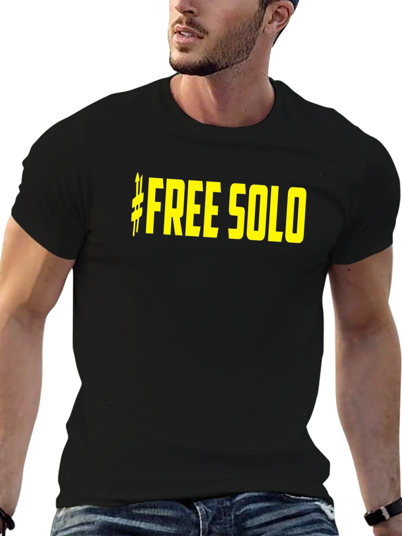 Black Free Solo Black Cotton Graphic Tee view 6