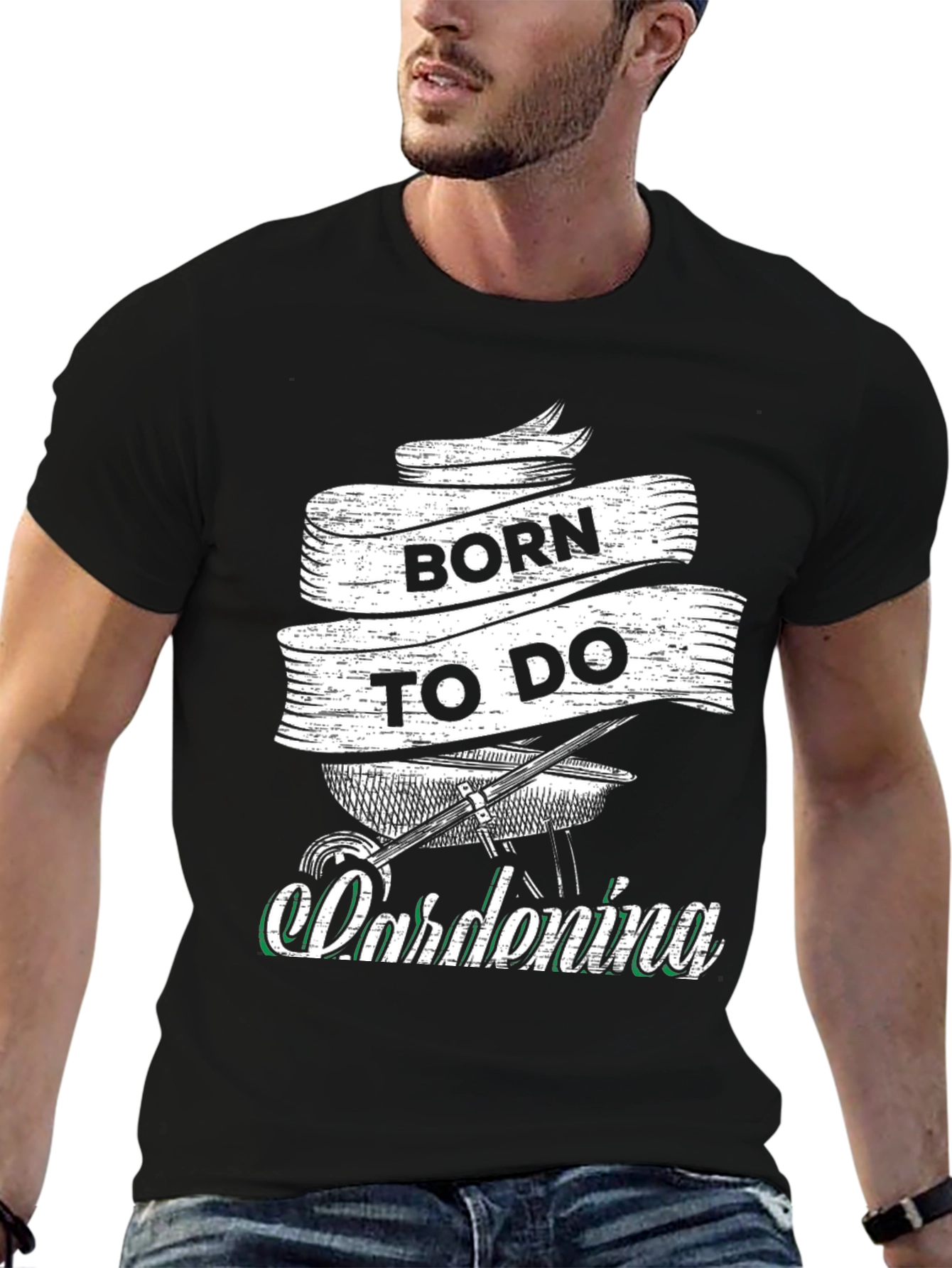 Black Born to Do Gardening Black T-Shirt view 6