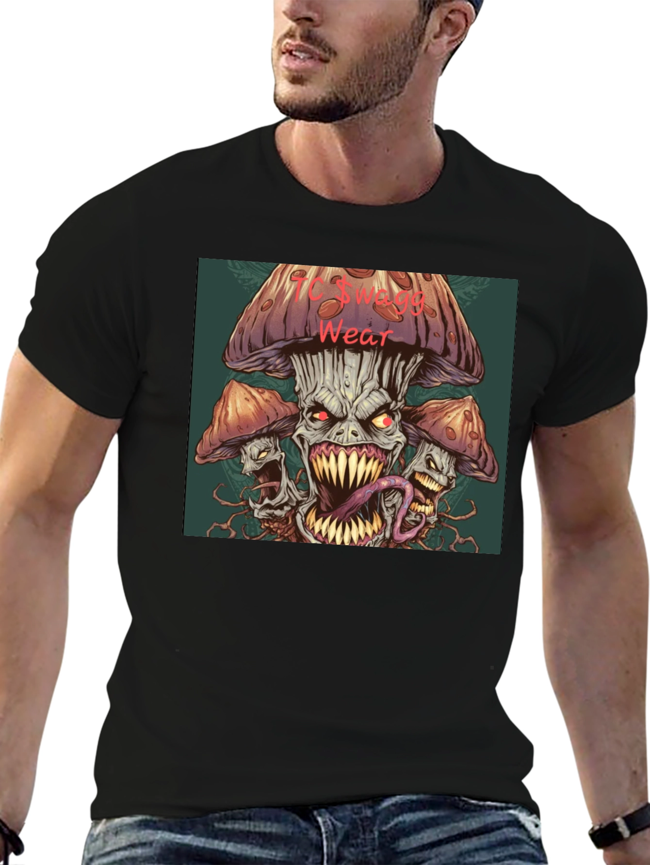 Black Monster Mushroom Graphic Tee view 6