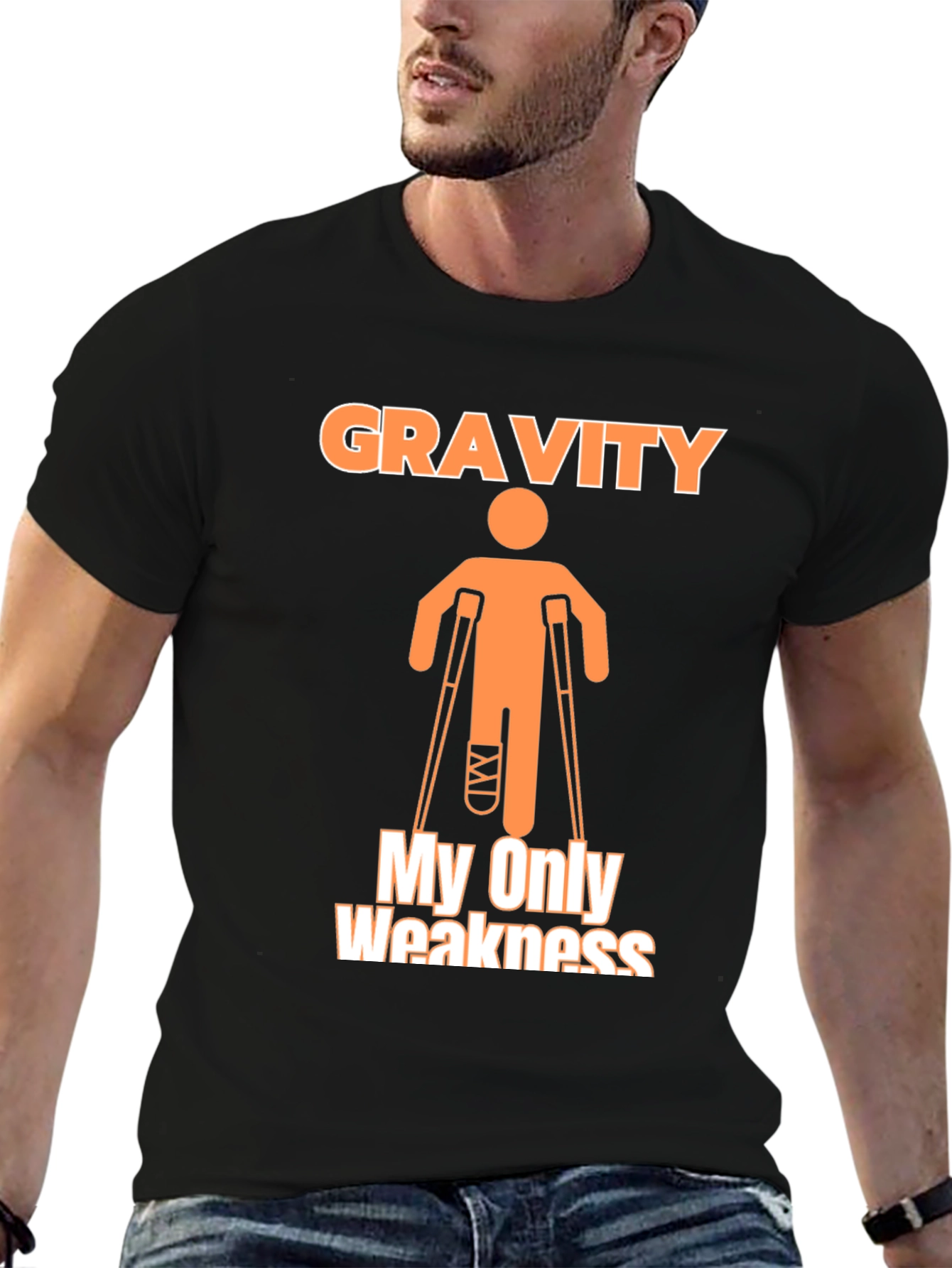 Black Gravity My Only Weakness T-Shirt Funny Broken Leg Humor view 6