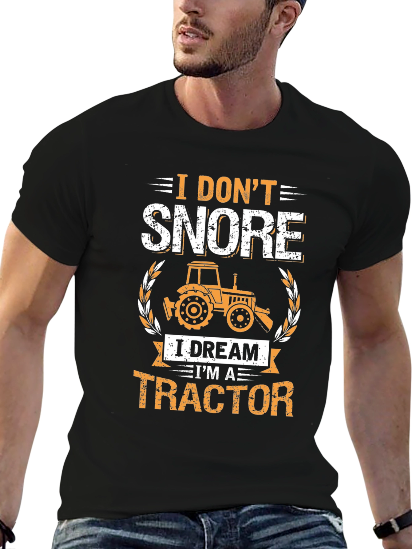 Black I Don't Snore Tractor T-Shirt view 6