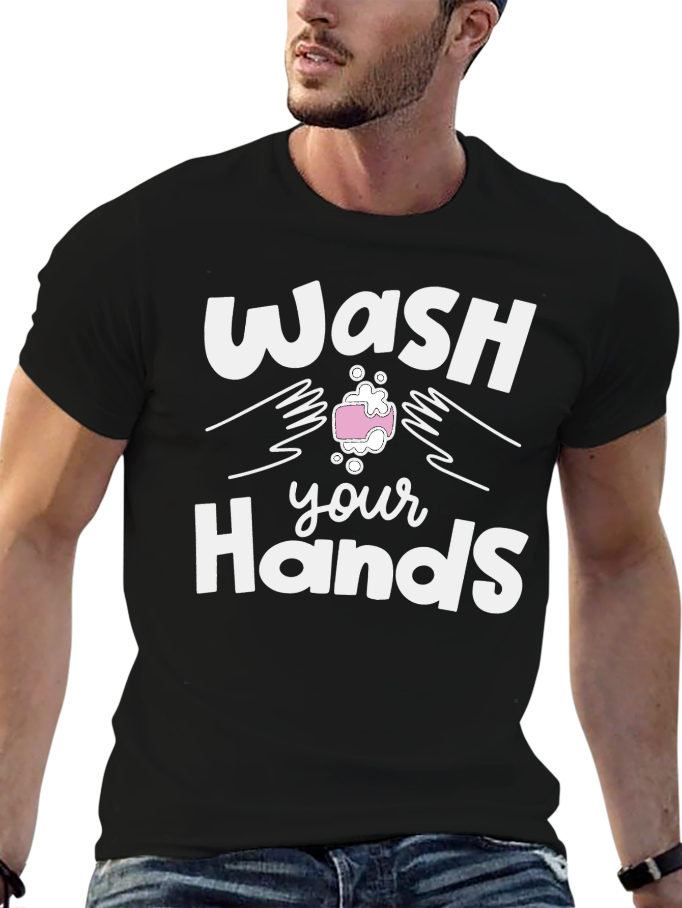 Black Wash Your Hands Graphic Tee view 6