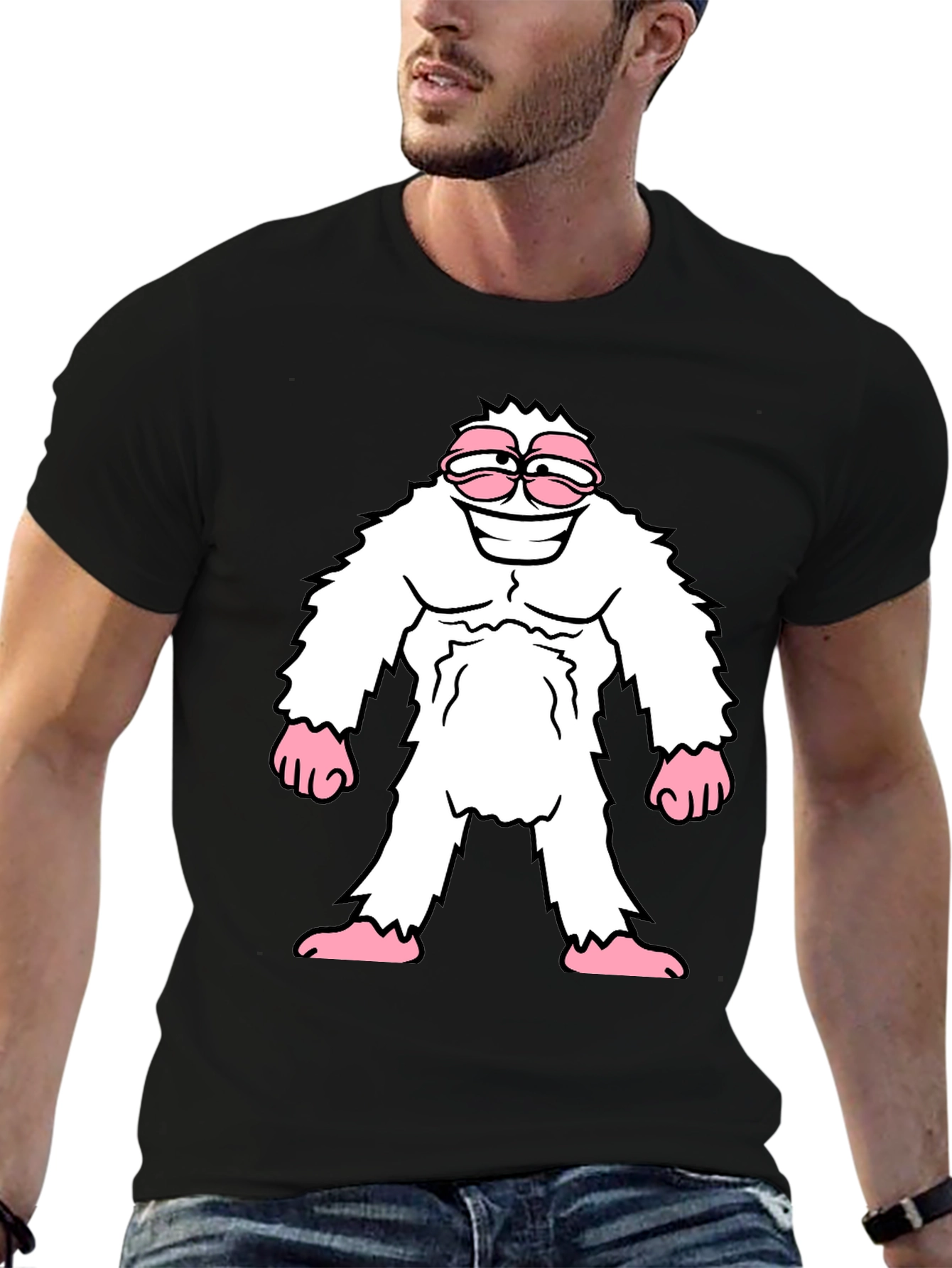 Black Funny Bigfoot T-Shirt - Cryptid Graphic Tee view 6