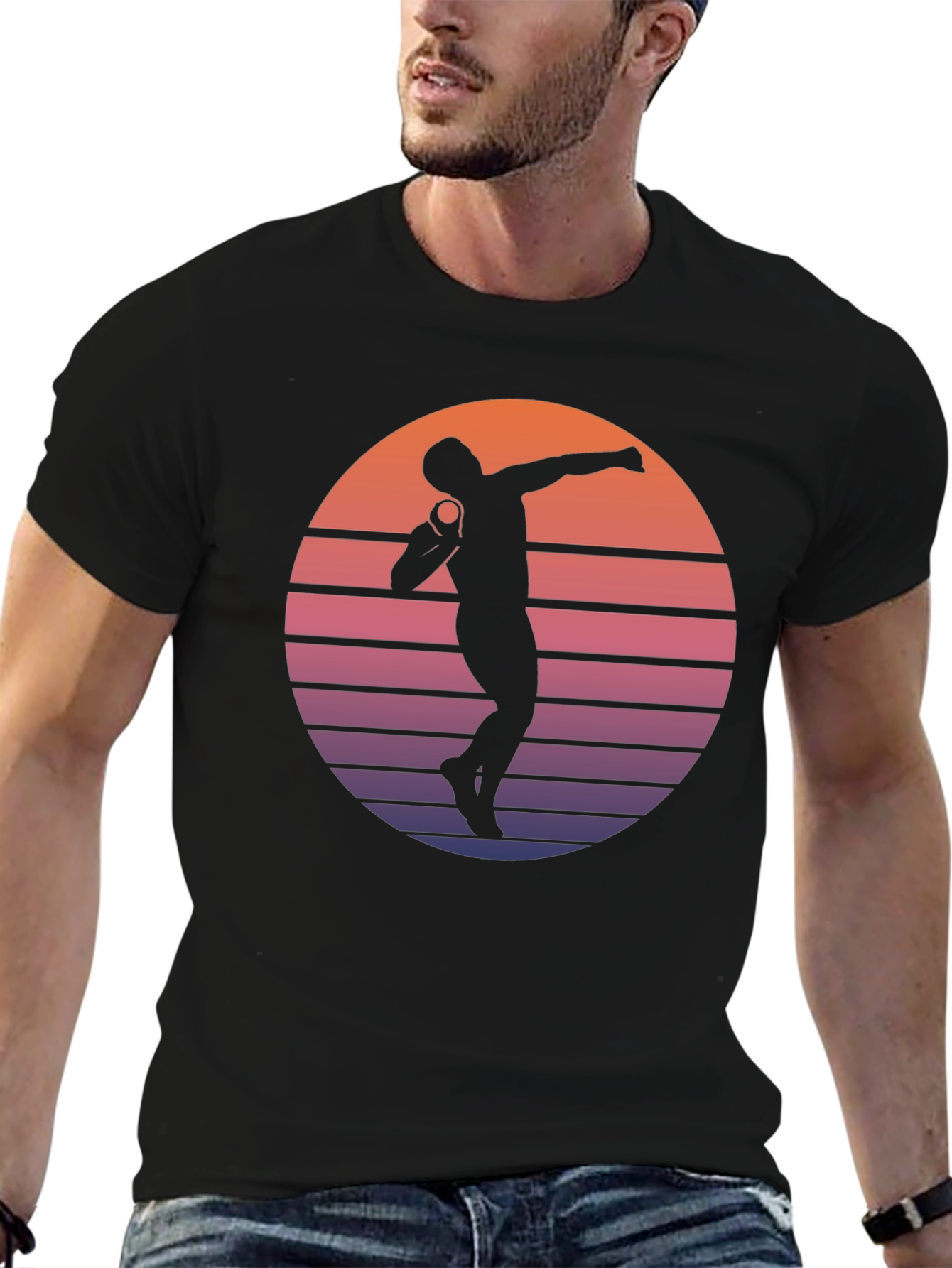 Black Retro Shot Put T-Shirt view 6