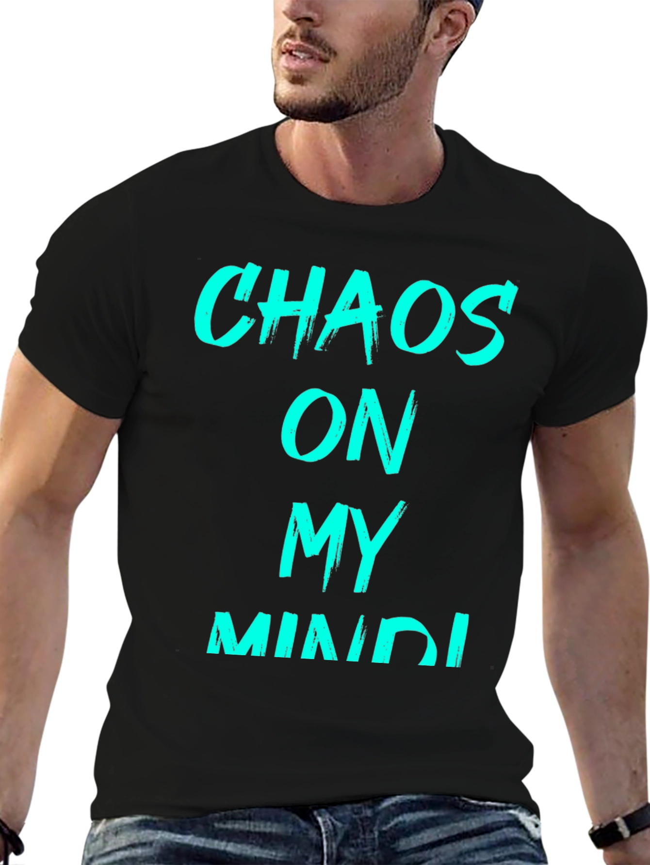 Black Chaos On My Mind Graphic Tee - Black Cotton T-Shirt view 6