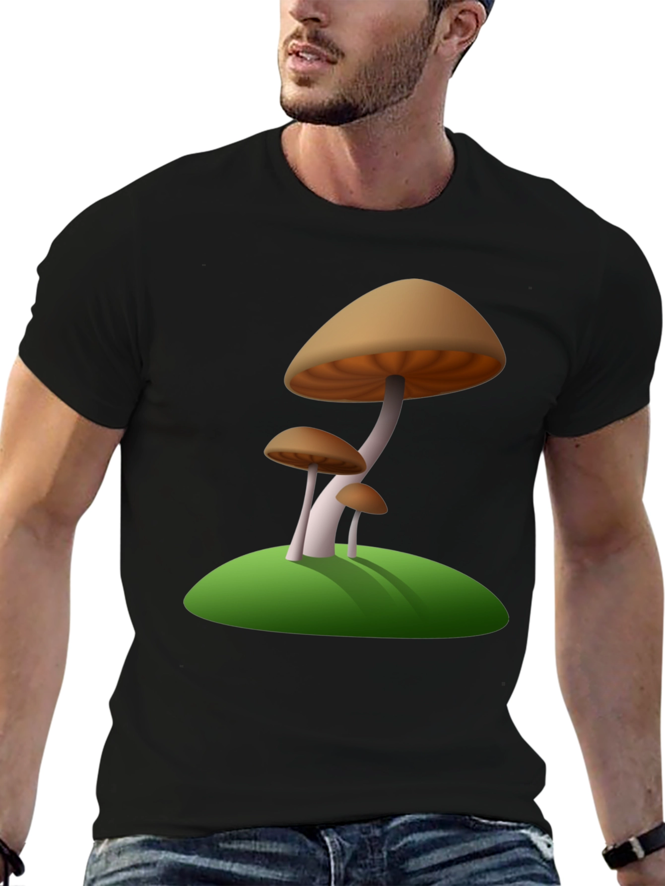 Black Mushroom Graphic Tee - Nature Inspired Design view 6
