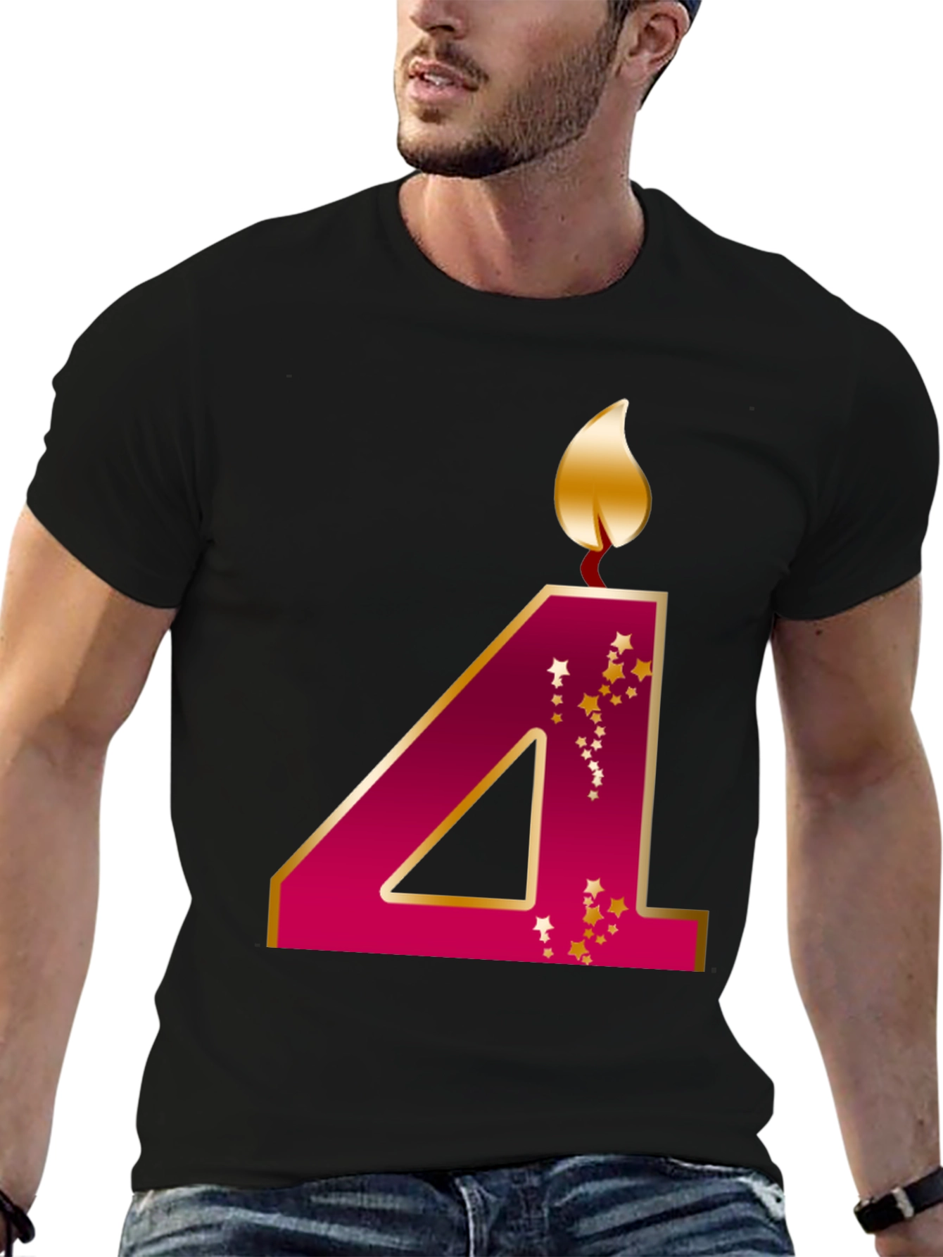 Birthday Number 4 Candle T-Shirt - 6