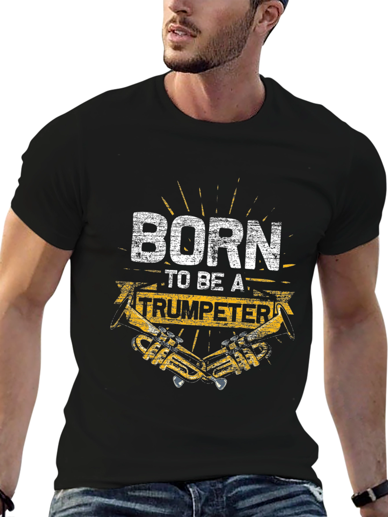 Black Born to be a Trumpeter Graphic Tee view 6
