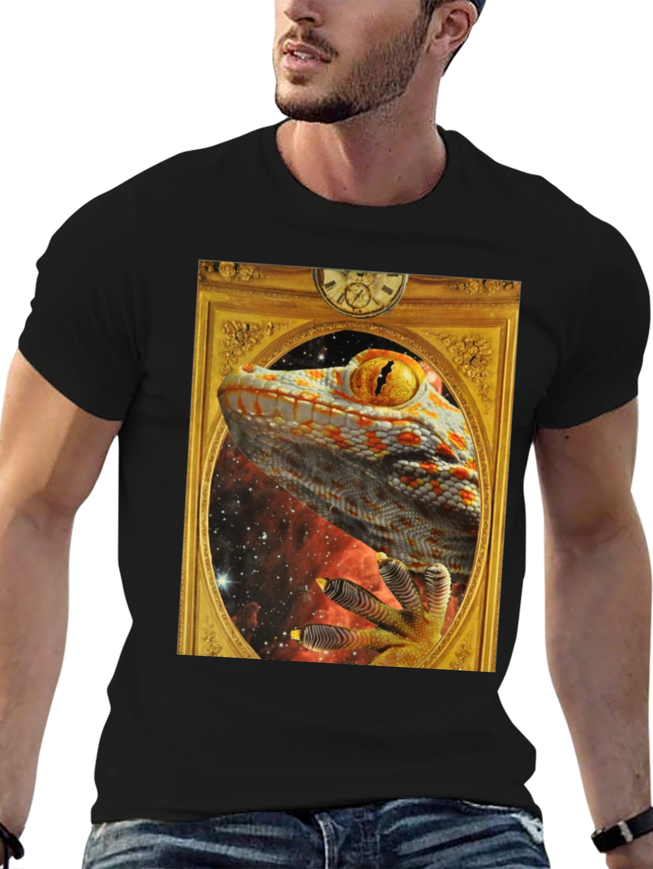 Black Lizard in Frame Graphic Tee view 6