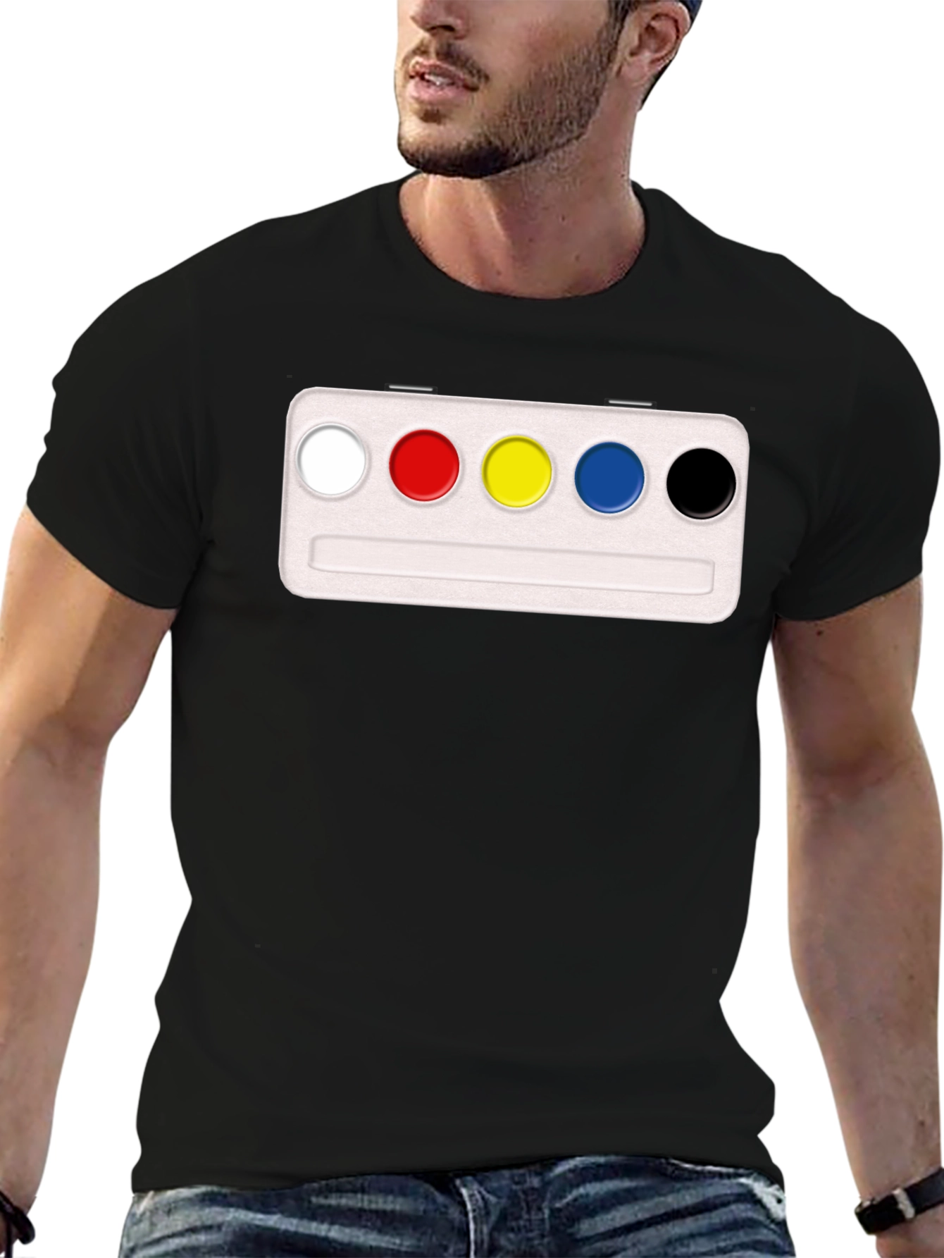Black Artist's Palette T-Shirt - Black Cotton Blend view 6