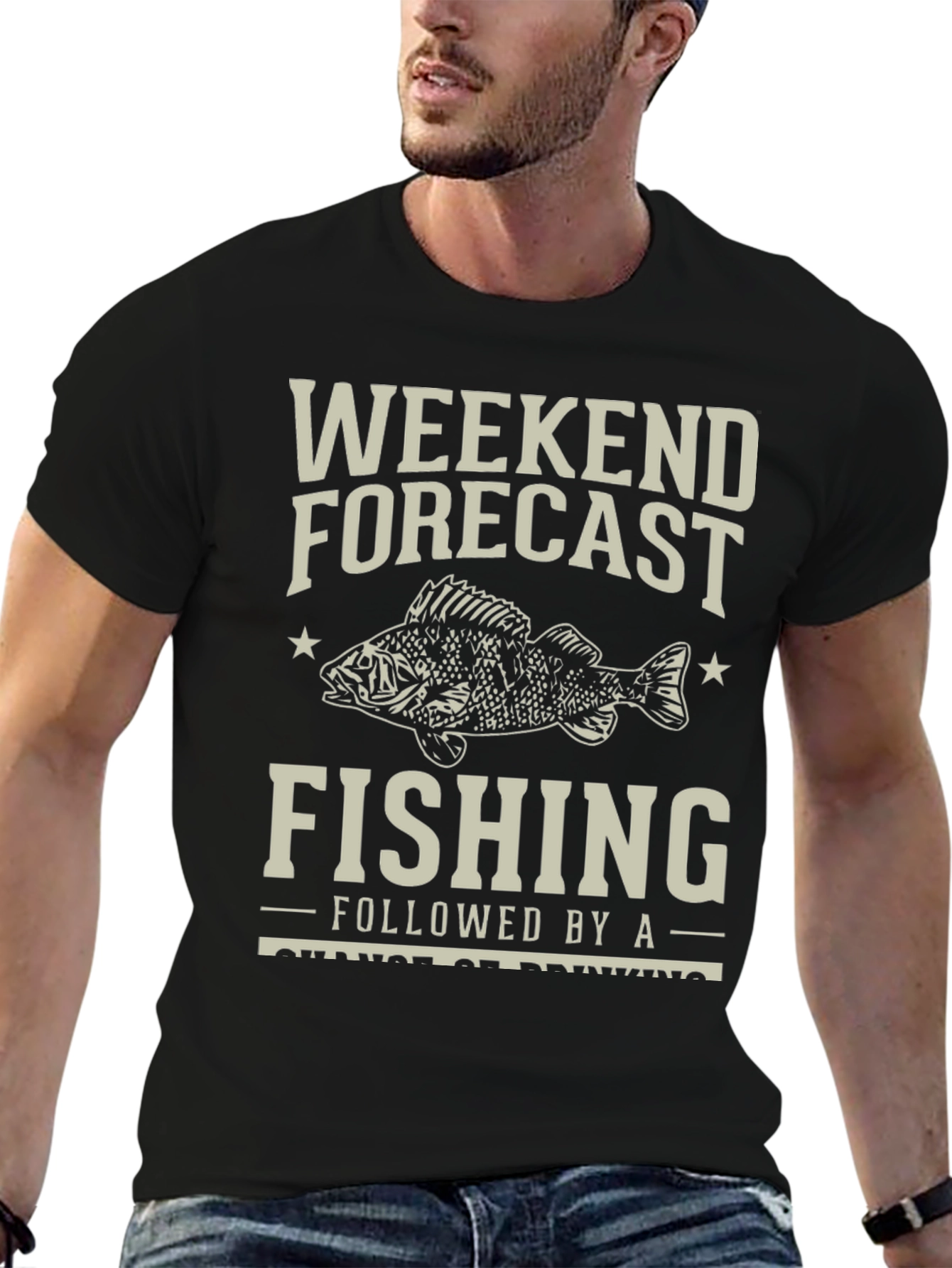 Black Weekend Forecast Fishing T-Shirt view 6