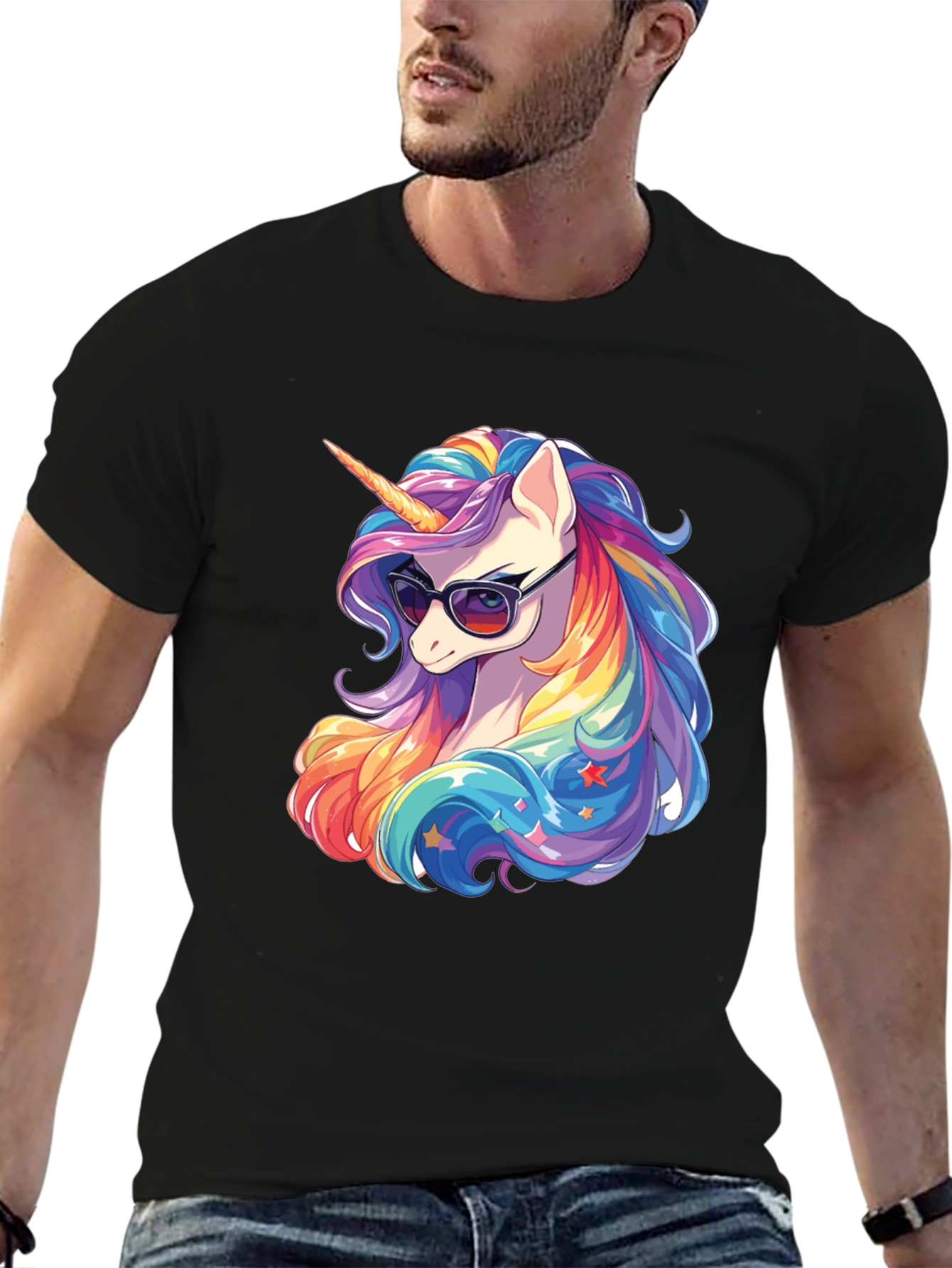 Cool Unicorn Graphic Tee - Rainbow Mane, Sunglasses - 6