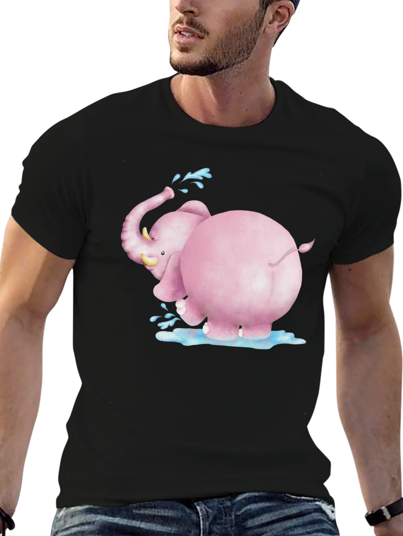 Black Pink Elephant Graphic Tee - Fun & Unique Design view 6