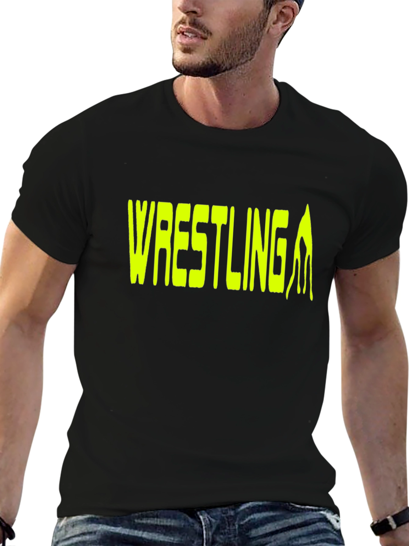 Black Wrestling Graphic T-Shirt - Black view 6