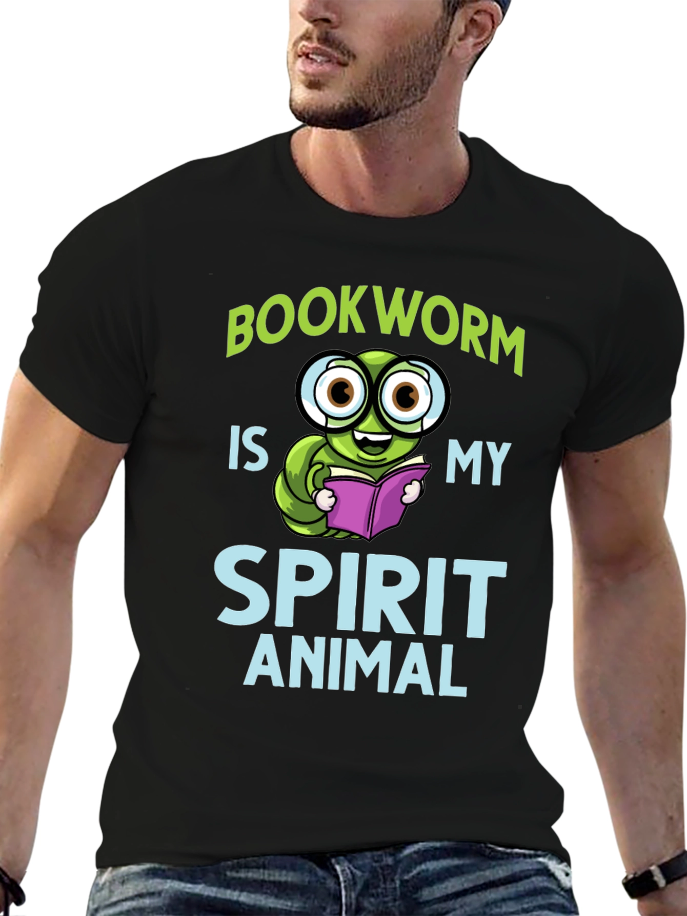 Black Bookworm Spirit Animal T-Shirt view 6