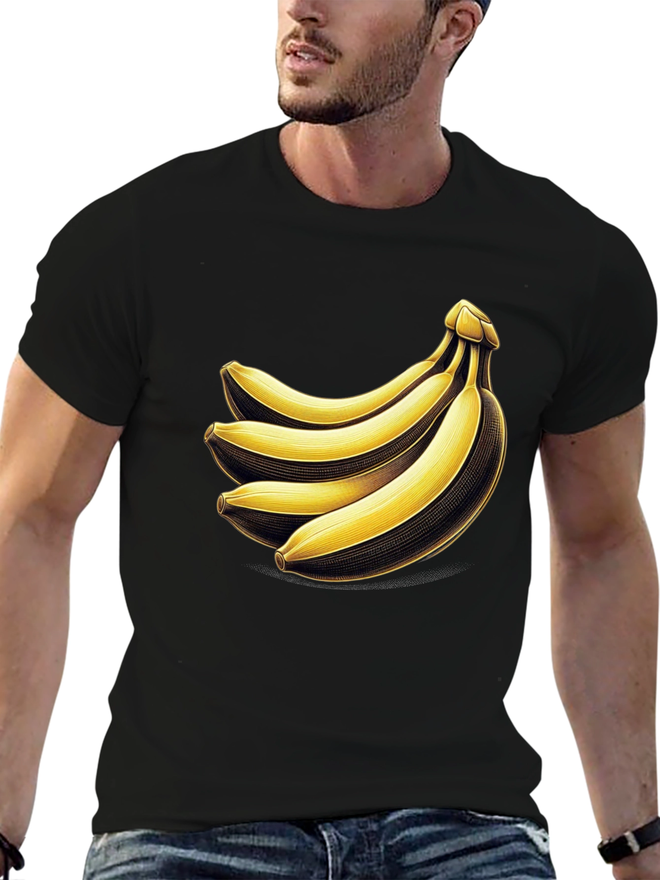Black Banana Bunch Graphic Tee - Quirky Unisex T-Shirt view 6
