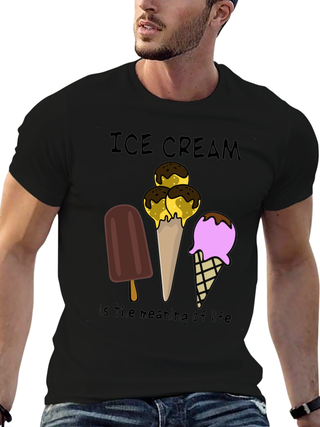 Black Ice Cream Meaning of Life T-Shirt view 6
