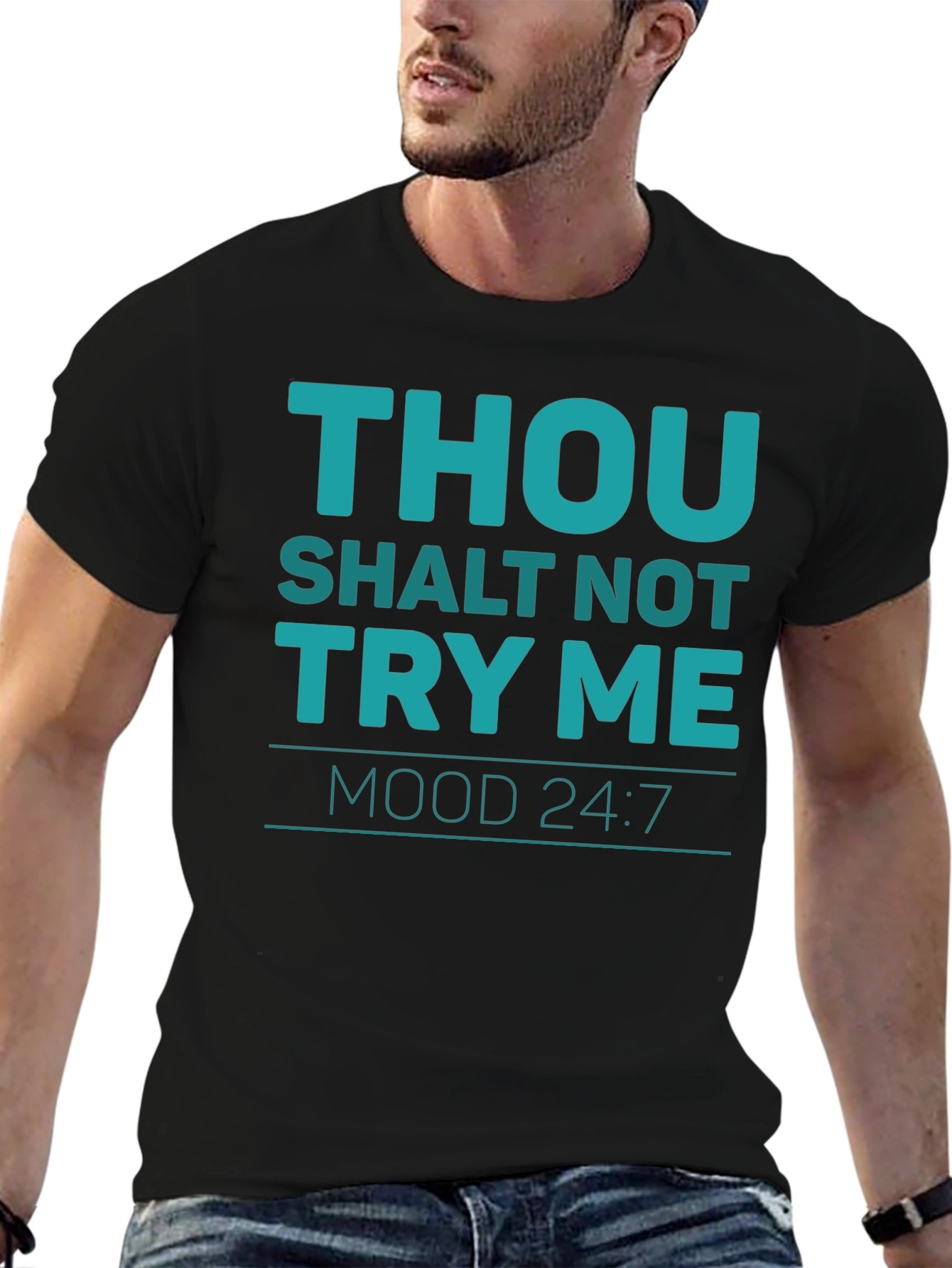 Black Thou Shalt Not Try Me T-Shirt - Unisex Casual Tee view 6