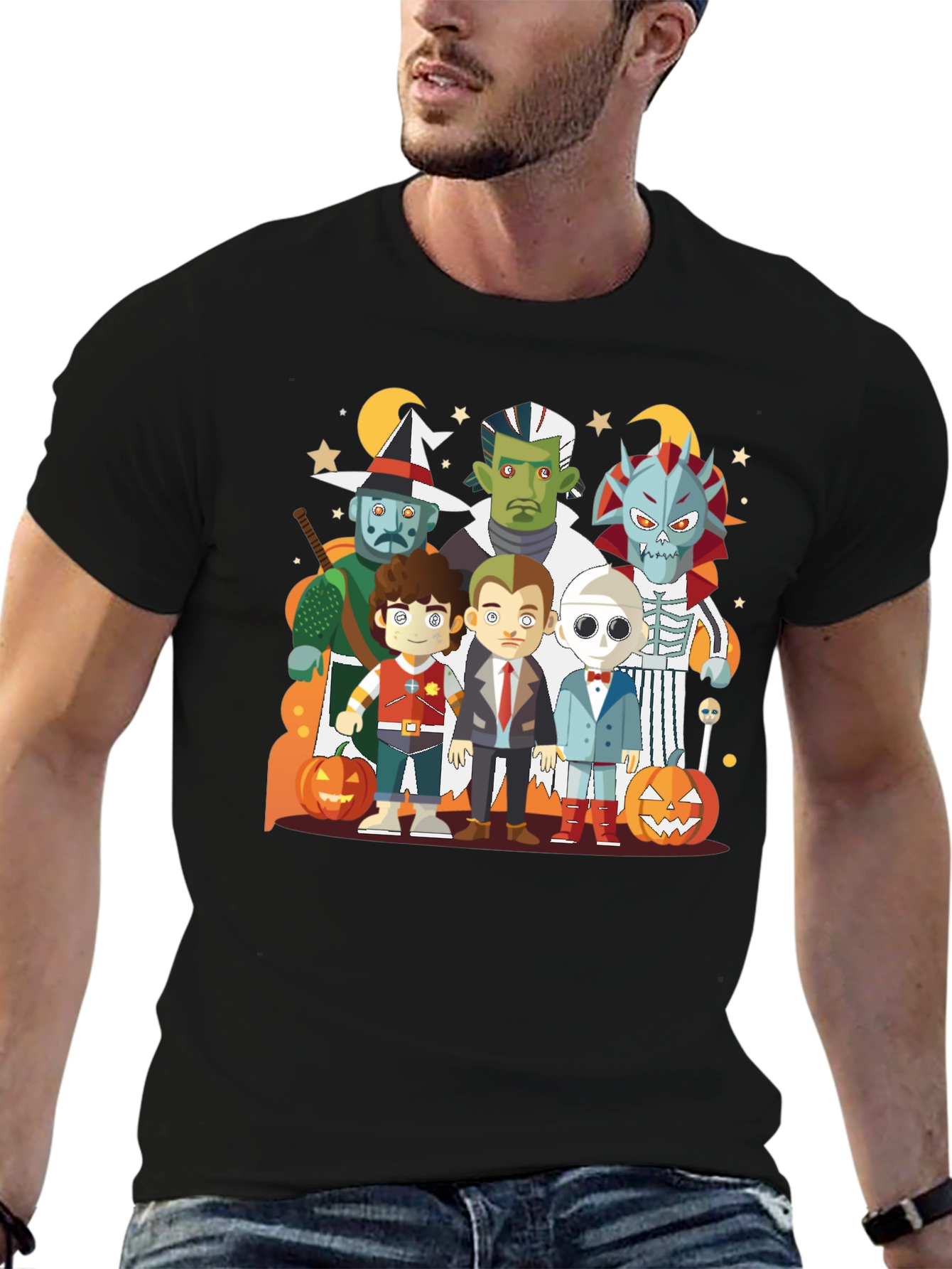 Black Halloween Character Graphic Black Tee view 6