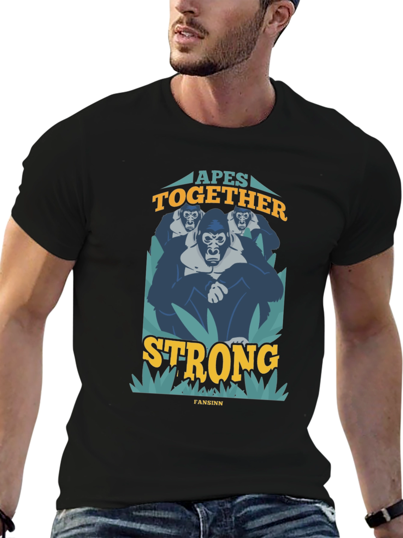 Black Apes Together Strong Graphic T-Shirt view 6