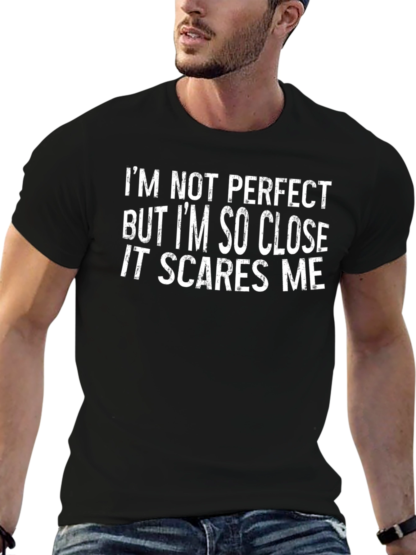 Black Funny "I'm Not Perfect" Graphic Tee view 6