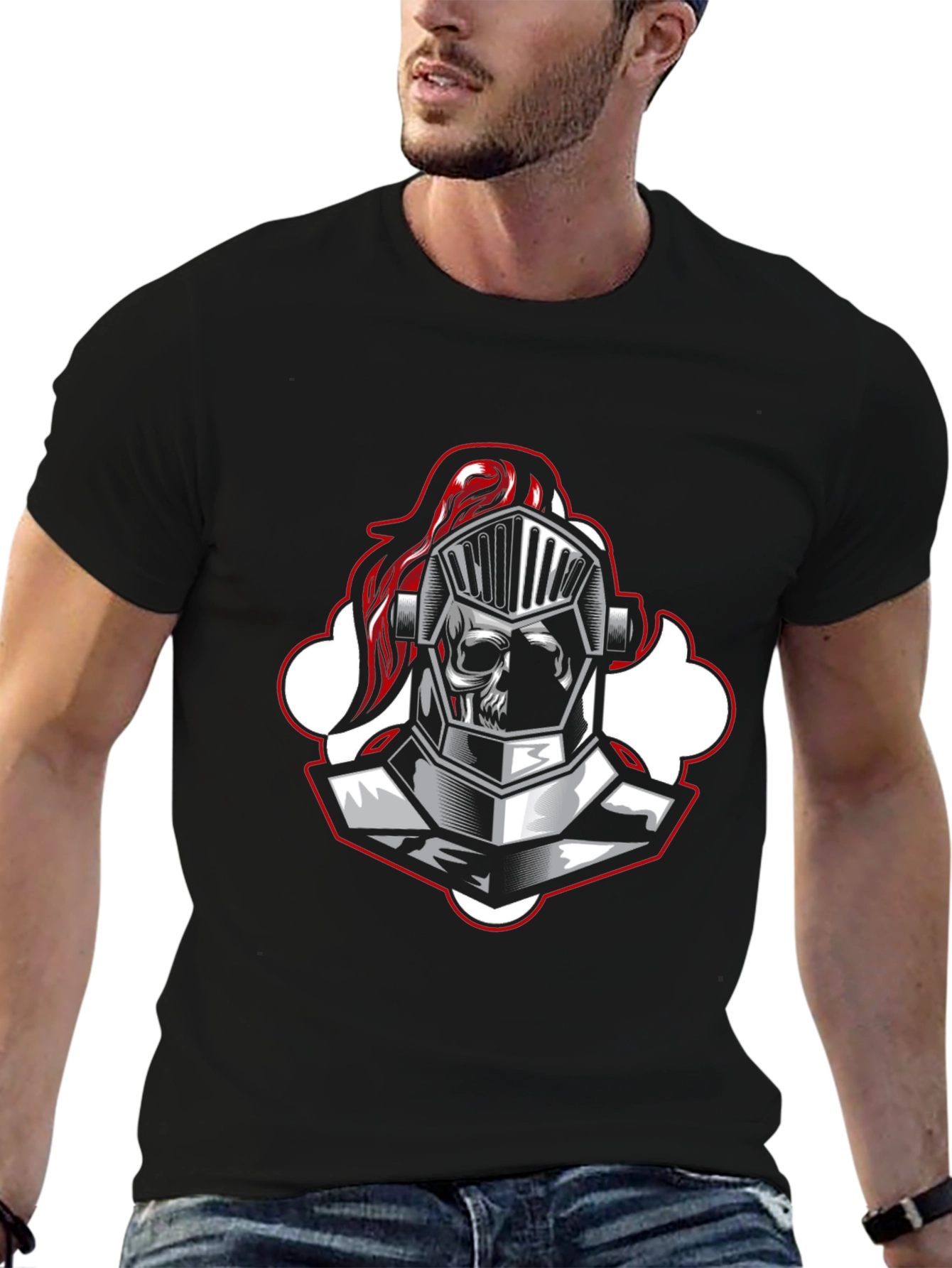 Black Knight Skull Graphic Tee - Black view 6