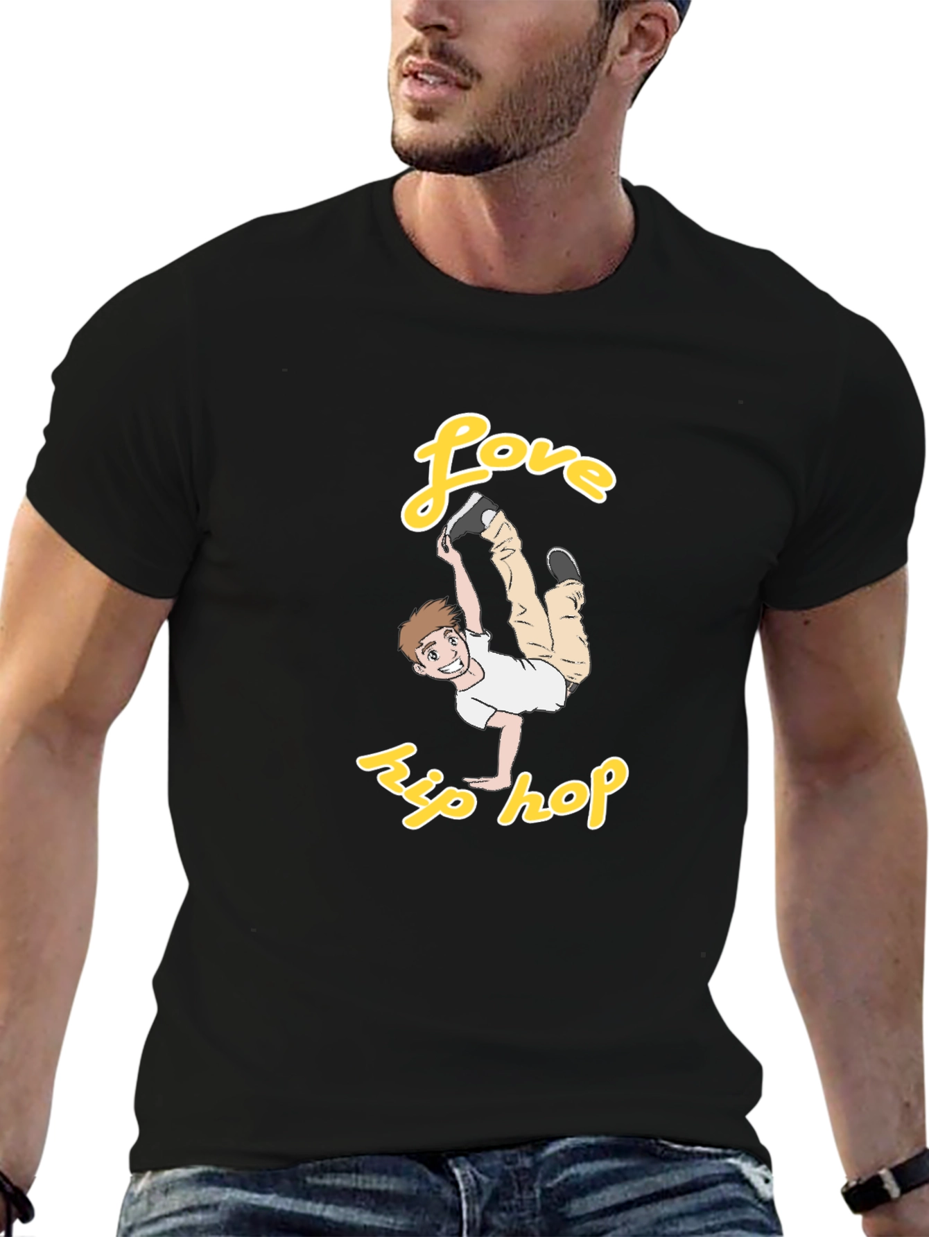 Black Love Hip Hop Graphic Tee - Black Cotton T-Shirt view 6