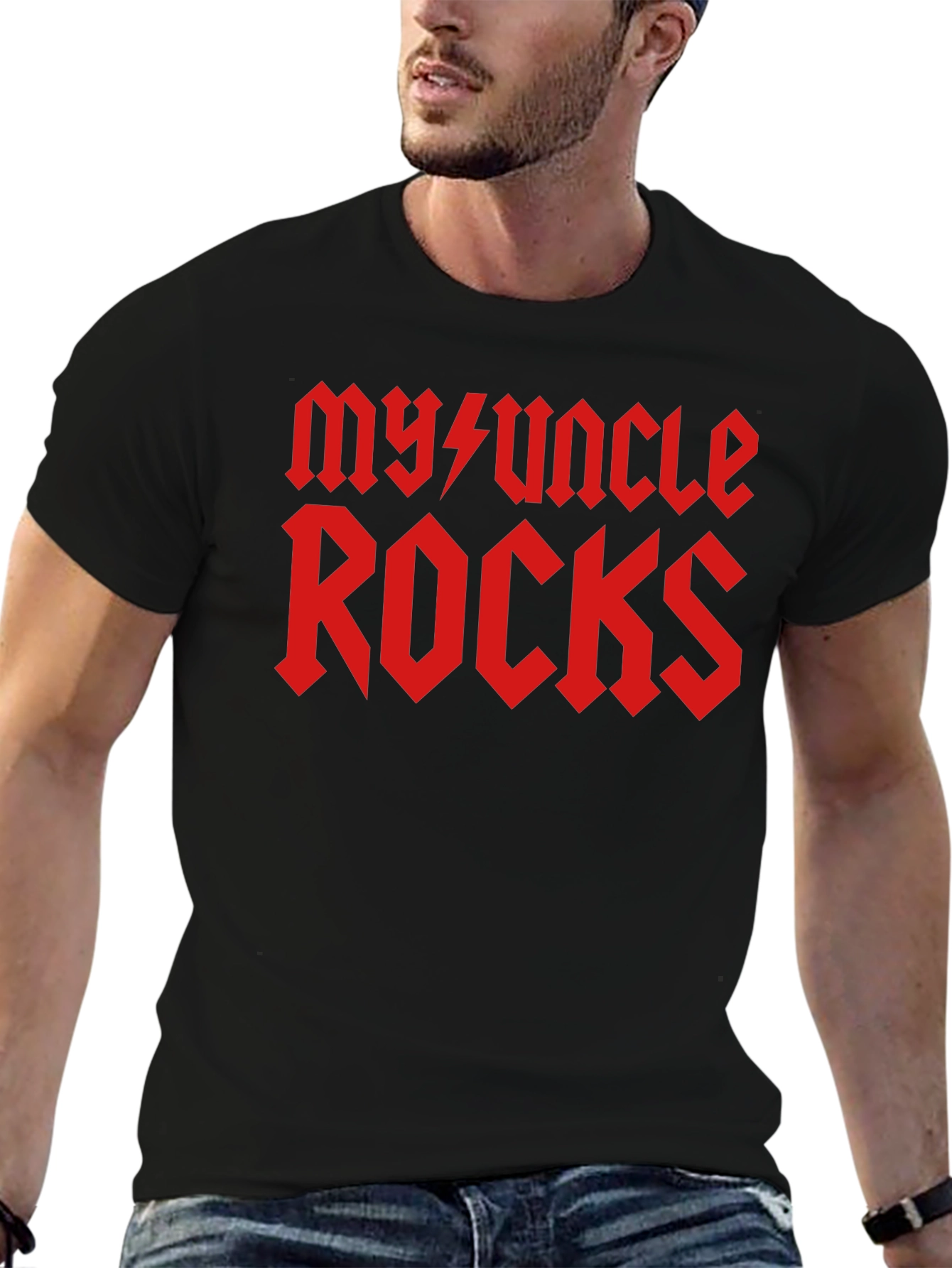 Black My Uncle Rocks T-Shirt - Black view 6