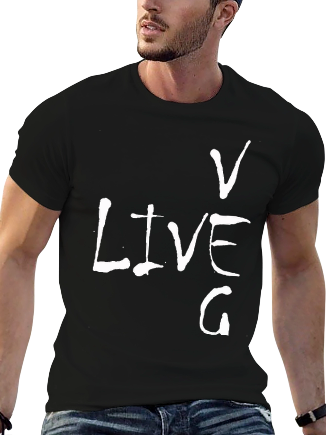 Black Live V G Men's Black Graphic T-Shirt view 6
