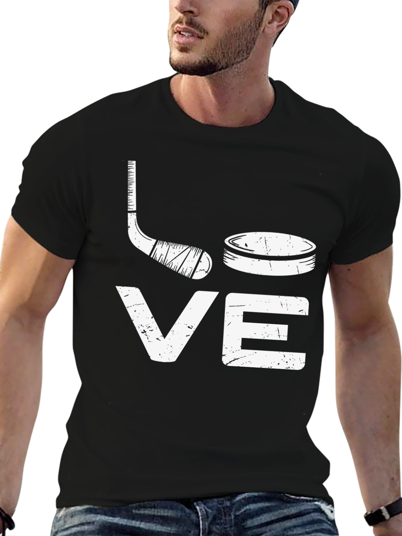 Black Hockey Love T-Shirt - Sporty Graphic Tee view 6