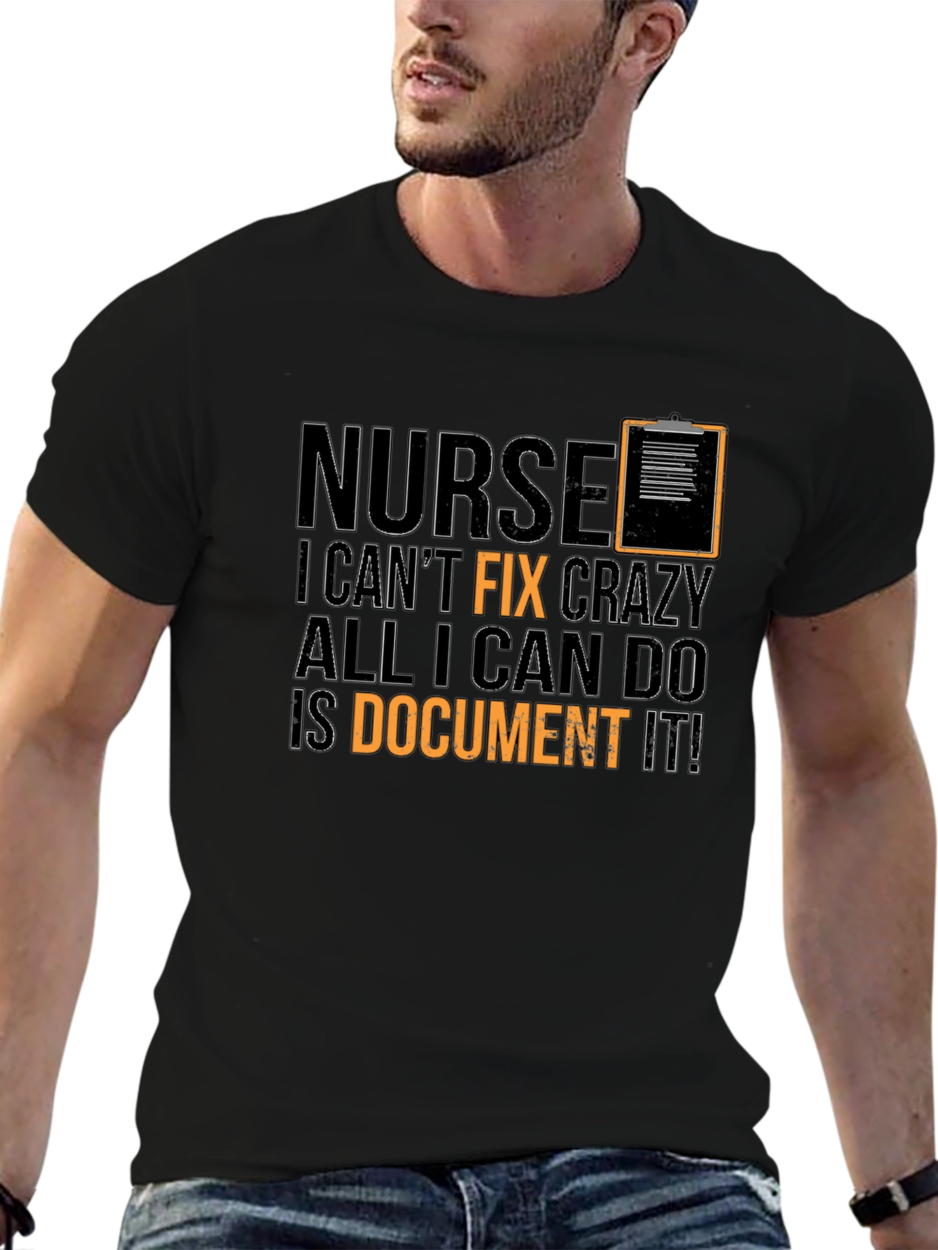 Black Nurse Crazy Funny Black T-Shirt view 6