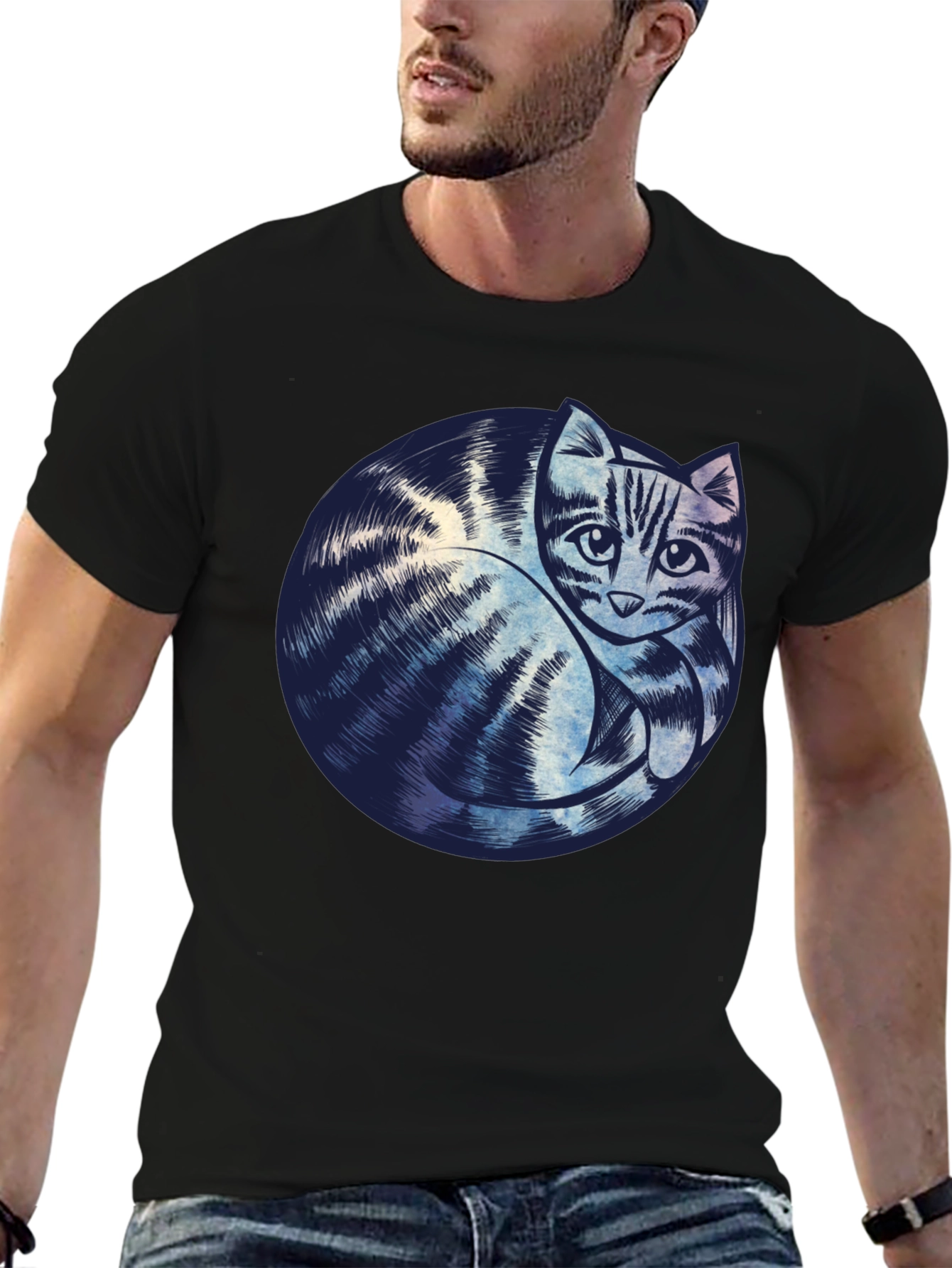 Black Cat Graphic Black T-Shirt view 6
