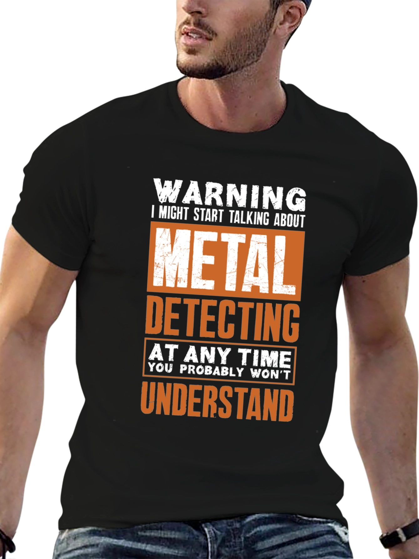 Black Metal Detecting T-Shirt - Funny Warning Shirt view 6