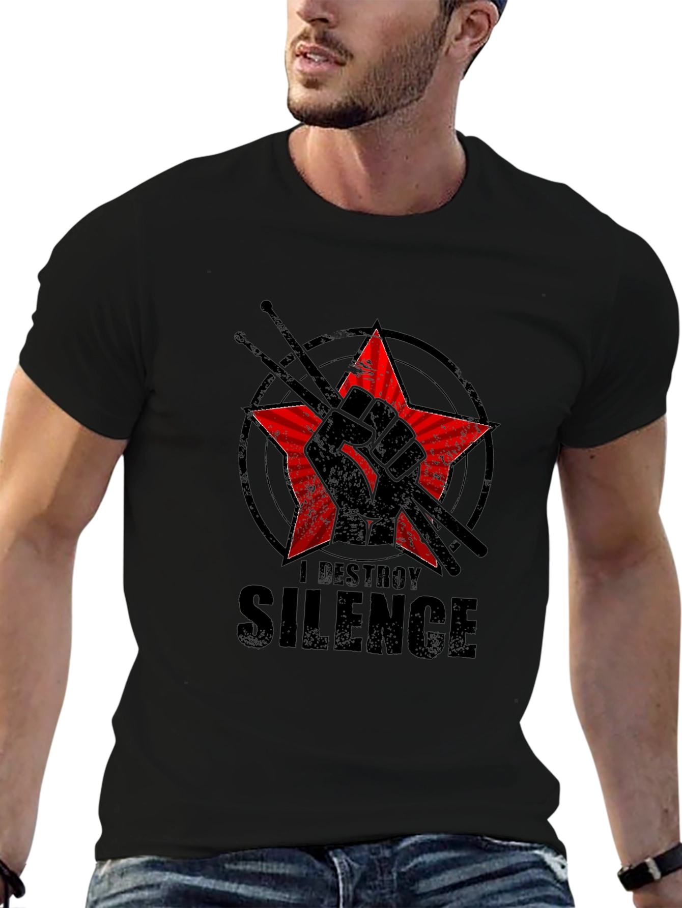 Black I Destroy Silence Graphic Tee view 6
