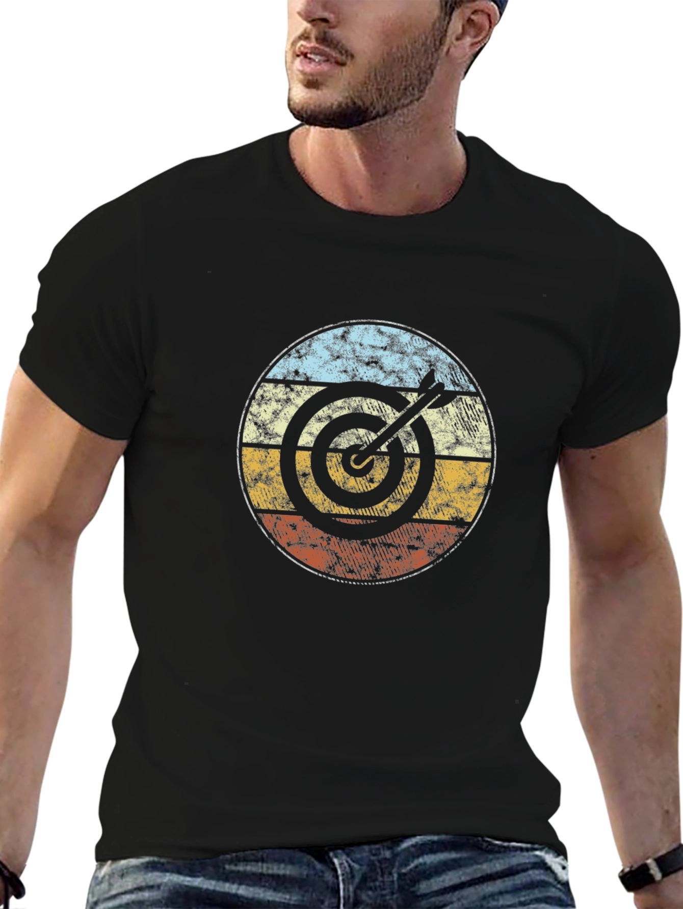 Black Retro Target T-Shirt - Bullseye Design view 6