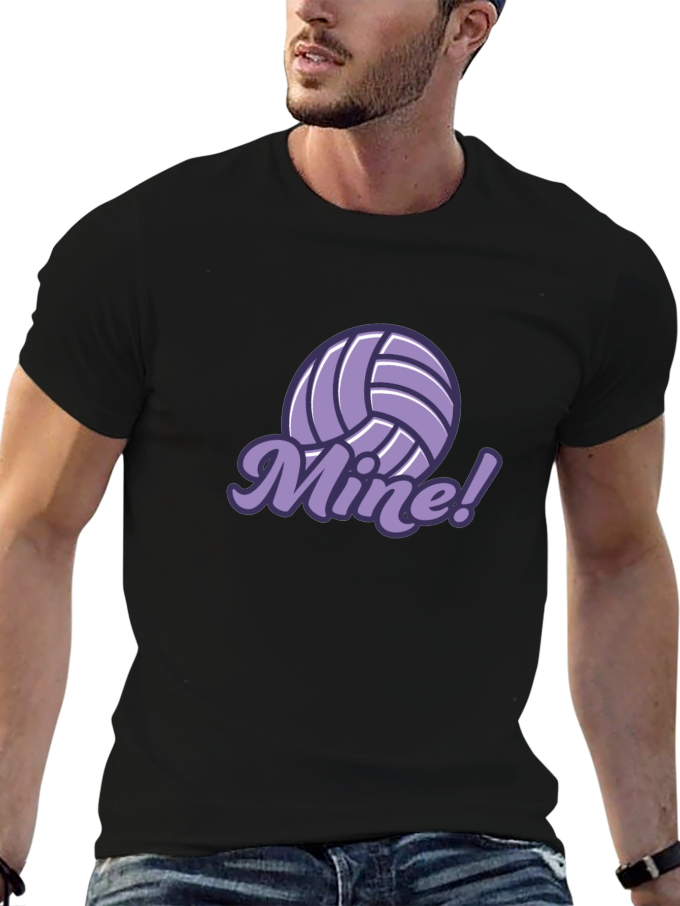 Black Volleyball Mine! Graphic T-Shirt view 6