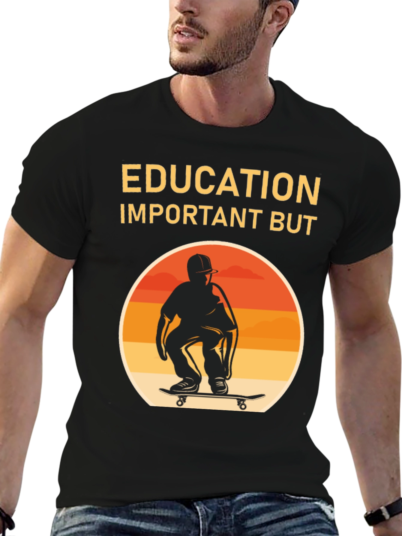 Black Education Important Skateboarder Graphic Tee view 6