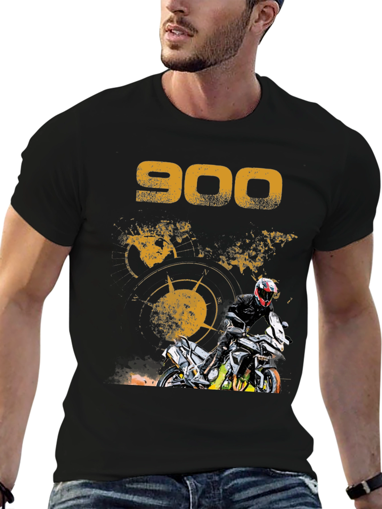 Black 900 Motorcycle Graphic T-Shirt view 6