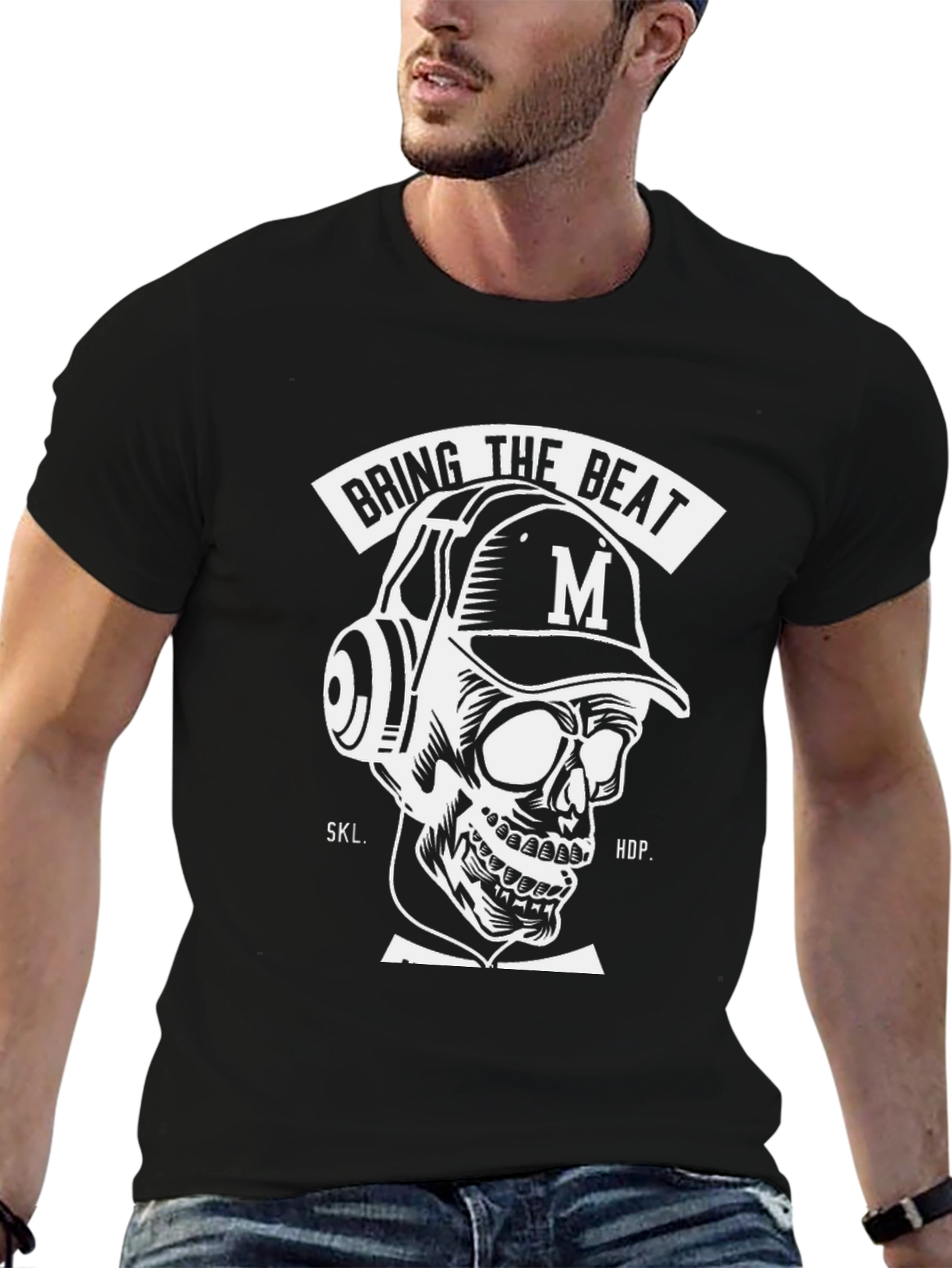 Black Bring the Beat Skull Graphic Tee view 6