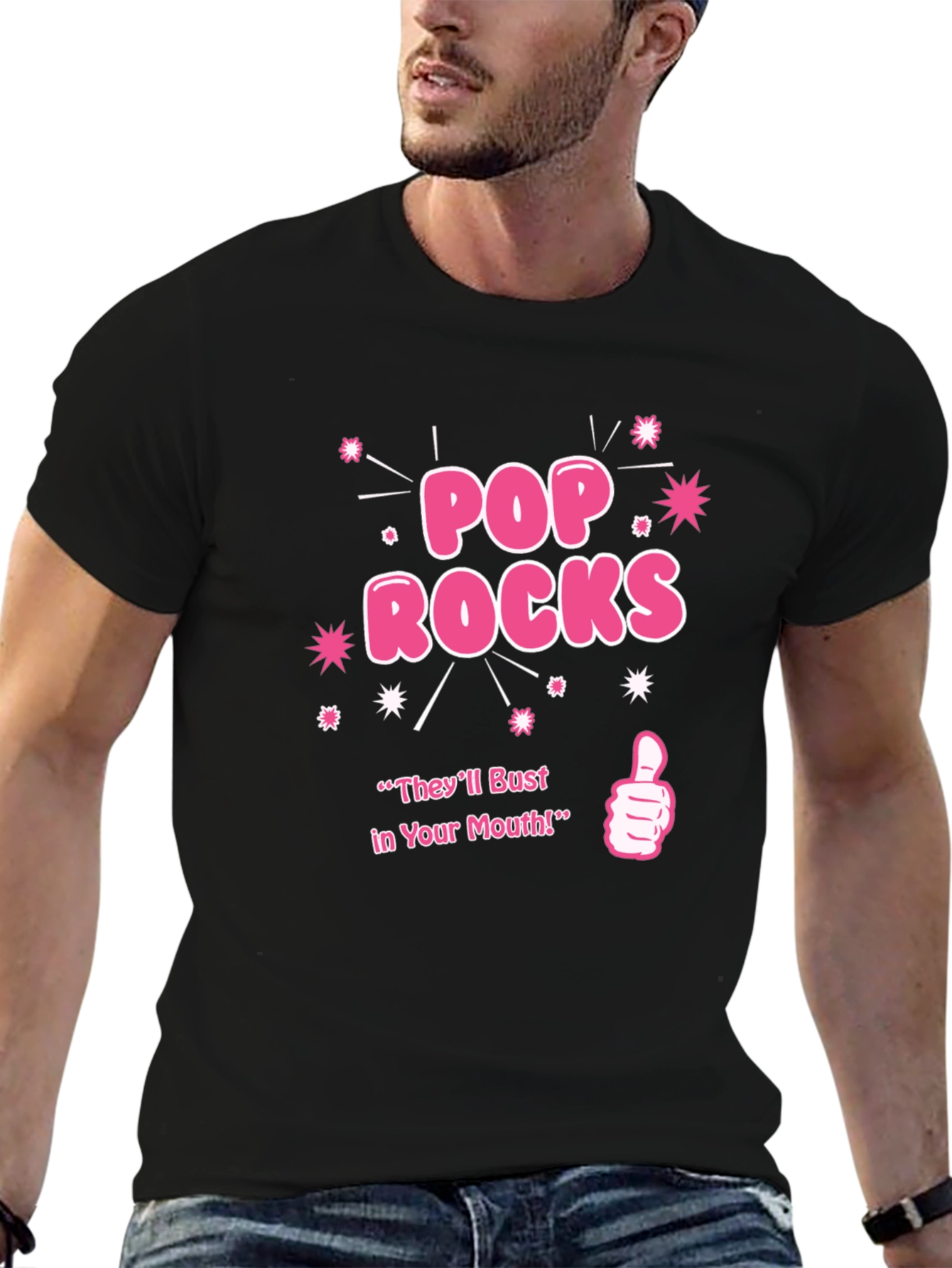 Black Pop Rocks Graphic Novelty T-Shirt view 6