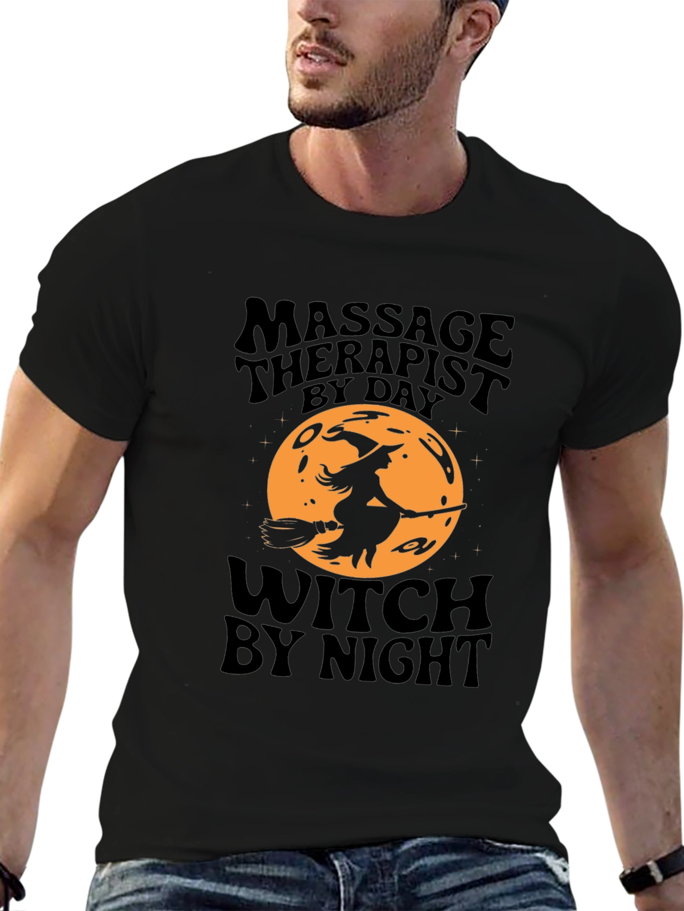 Black Massage Therapist Witch T-Shirt - Halloween Edition view 6
