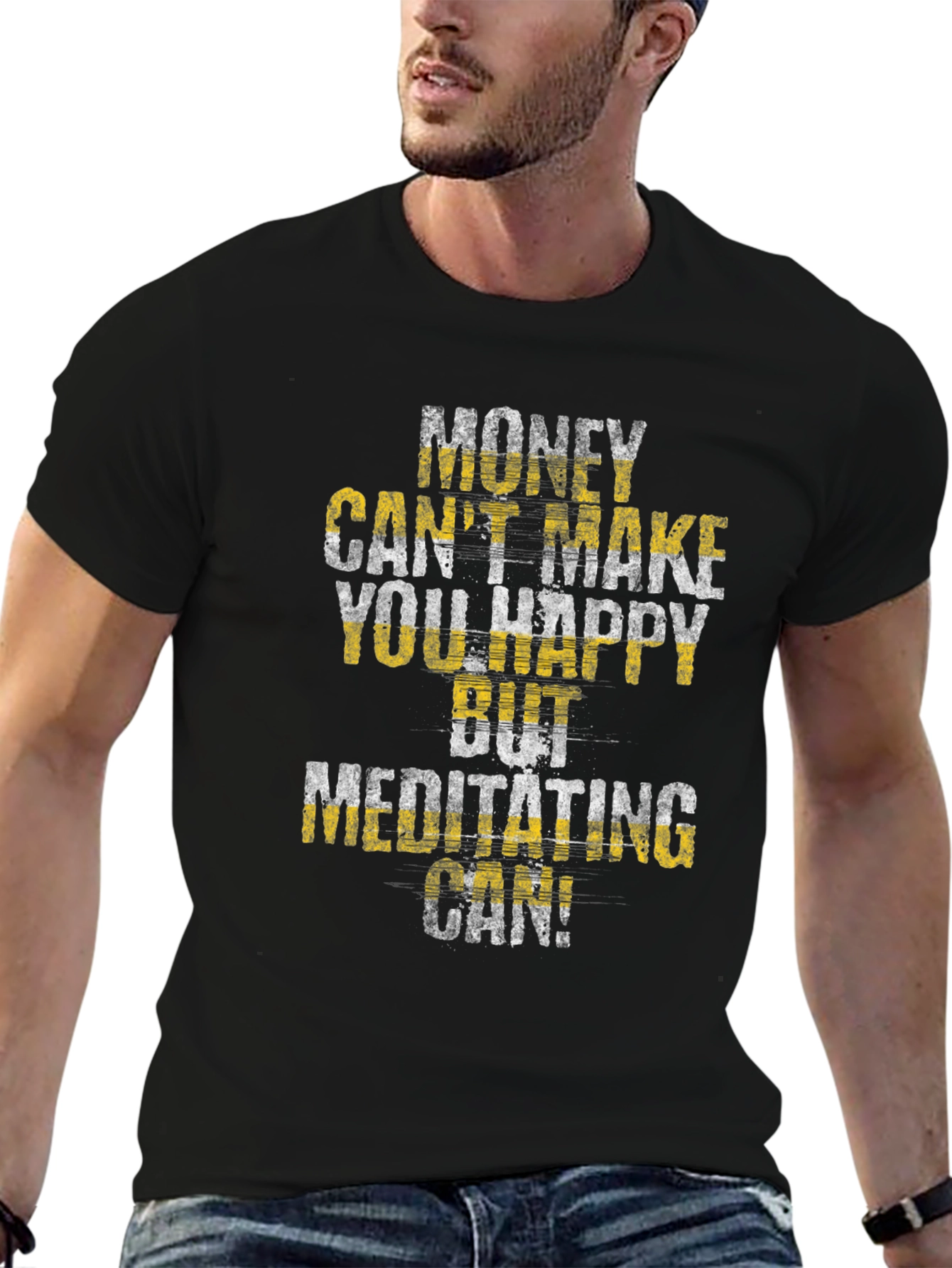 Black Money Can't Buy Happiness T-Shirt - Meditate On! view 6