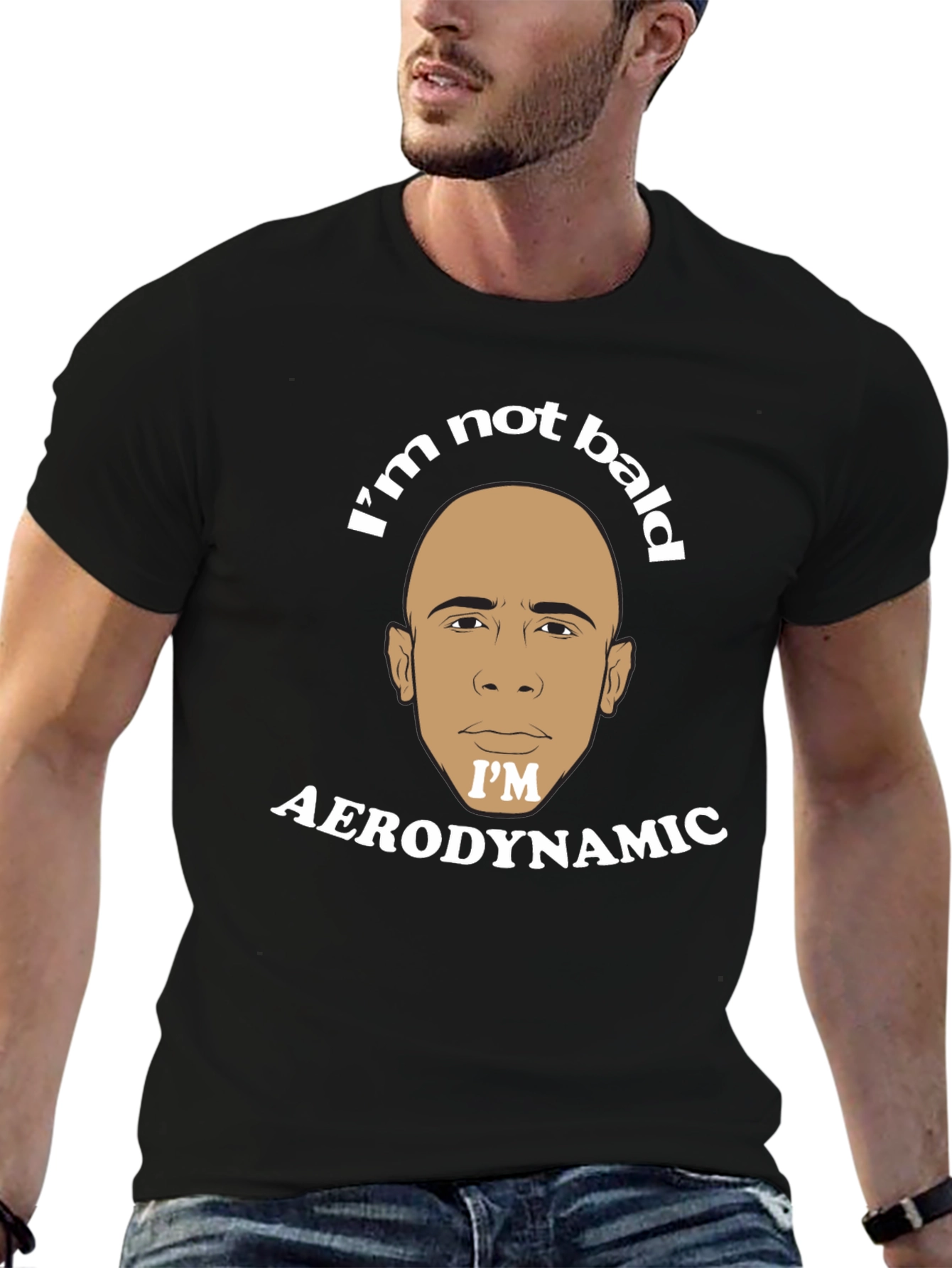 Black I'm Not Bald I'm Aerodynamic Graphic T-Shirt view 6
