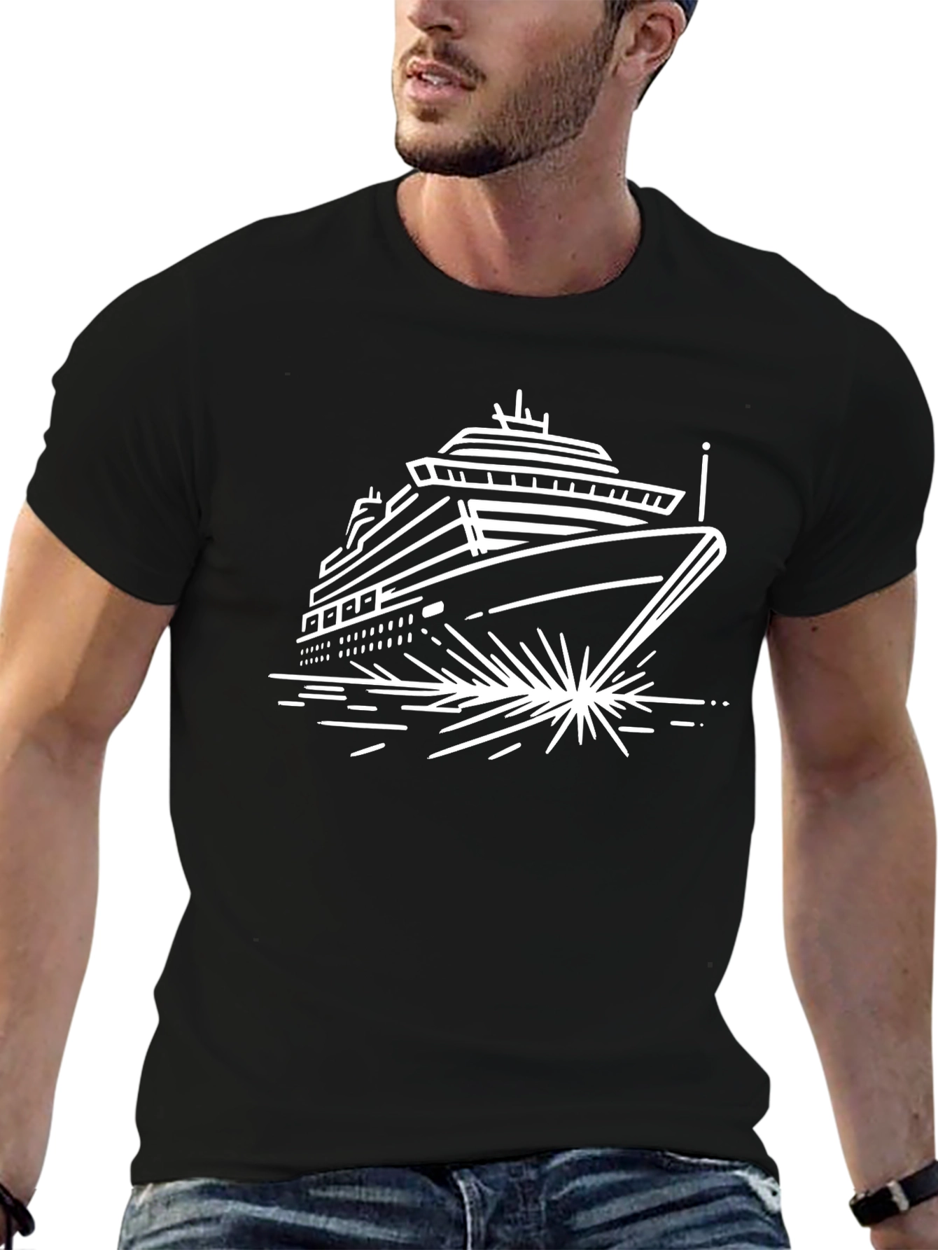 Black Cruise Ship Graphic T-Shirt view 6