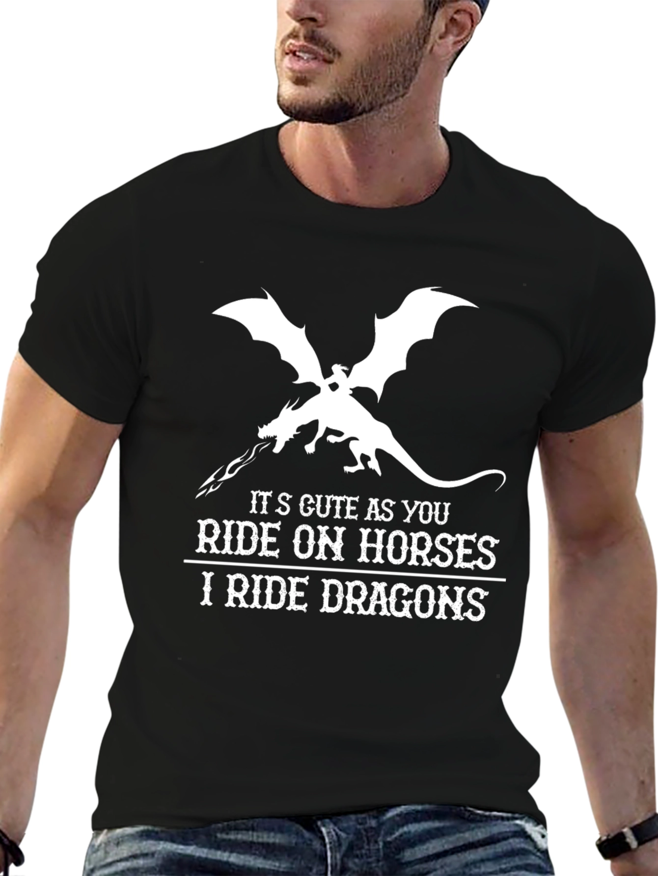 Black I Ride Dragons T-Shirt - Fantasy Graphic Tee view 6