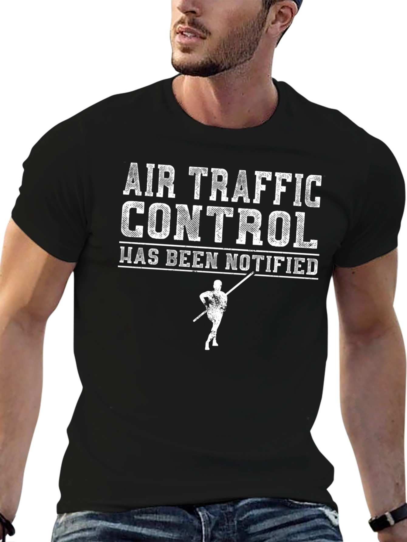 Black Air Traffic Control Funny Graphic T-Shirt view 6
