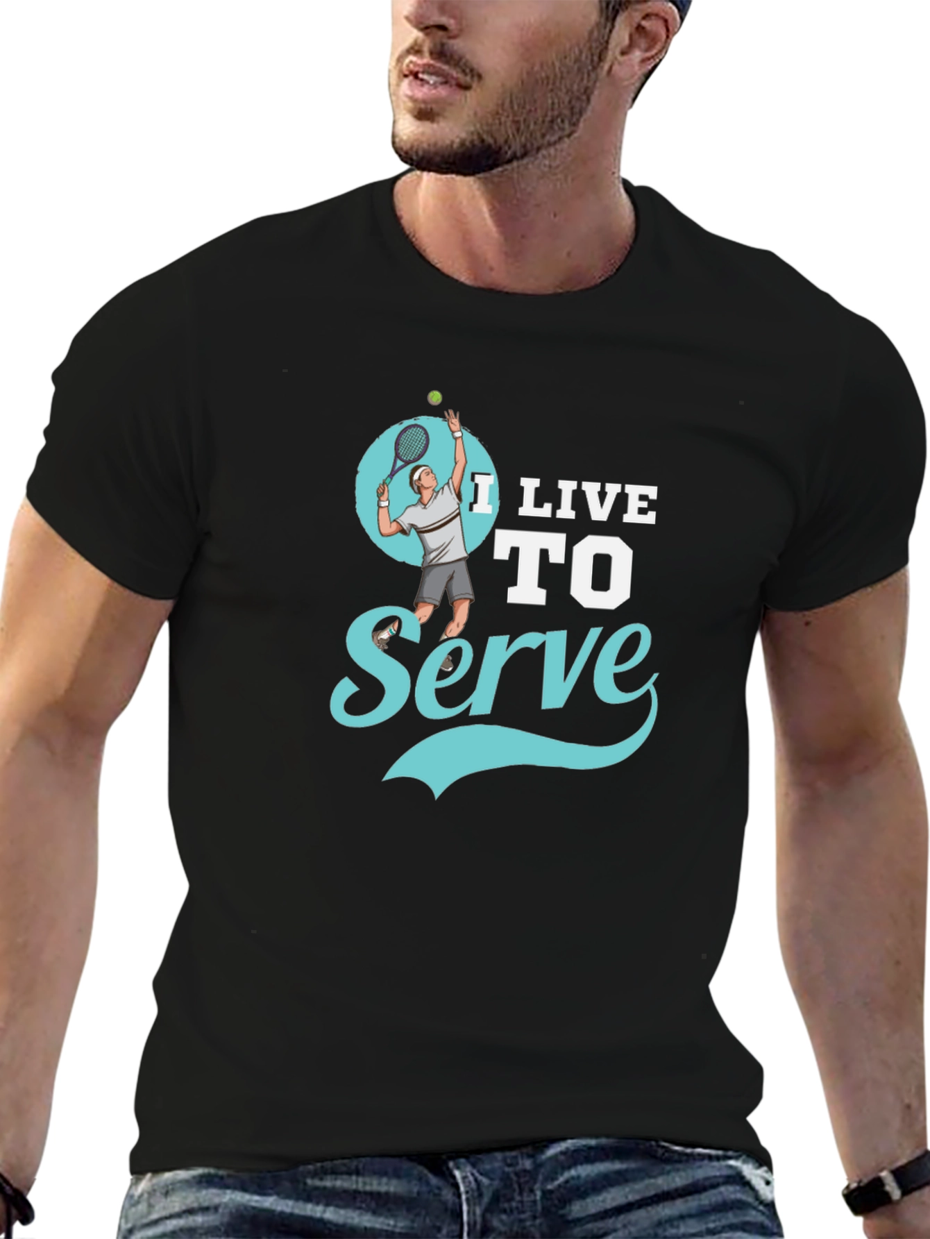 I Live to Serve Black Graphic T-Shirt - 6